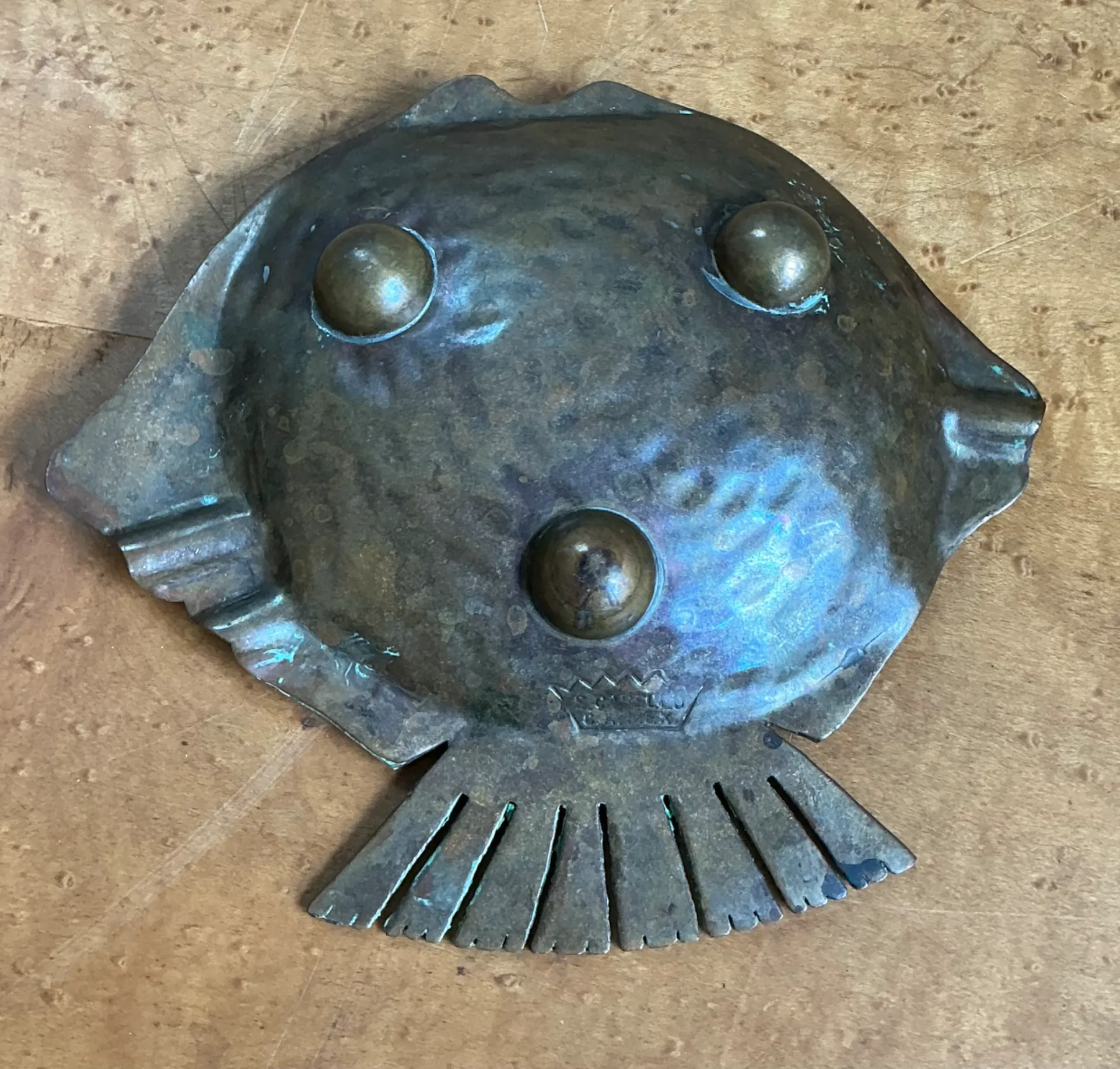 Vintage Mixed Metal Fish Ashtray — additional photo 2