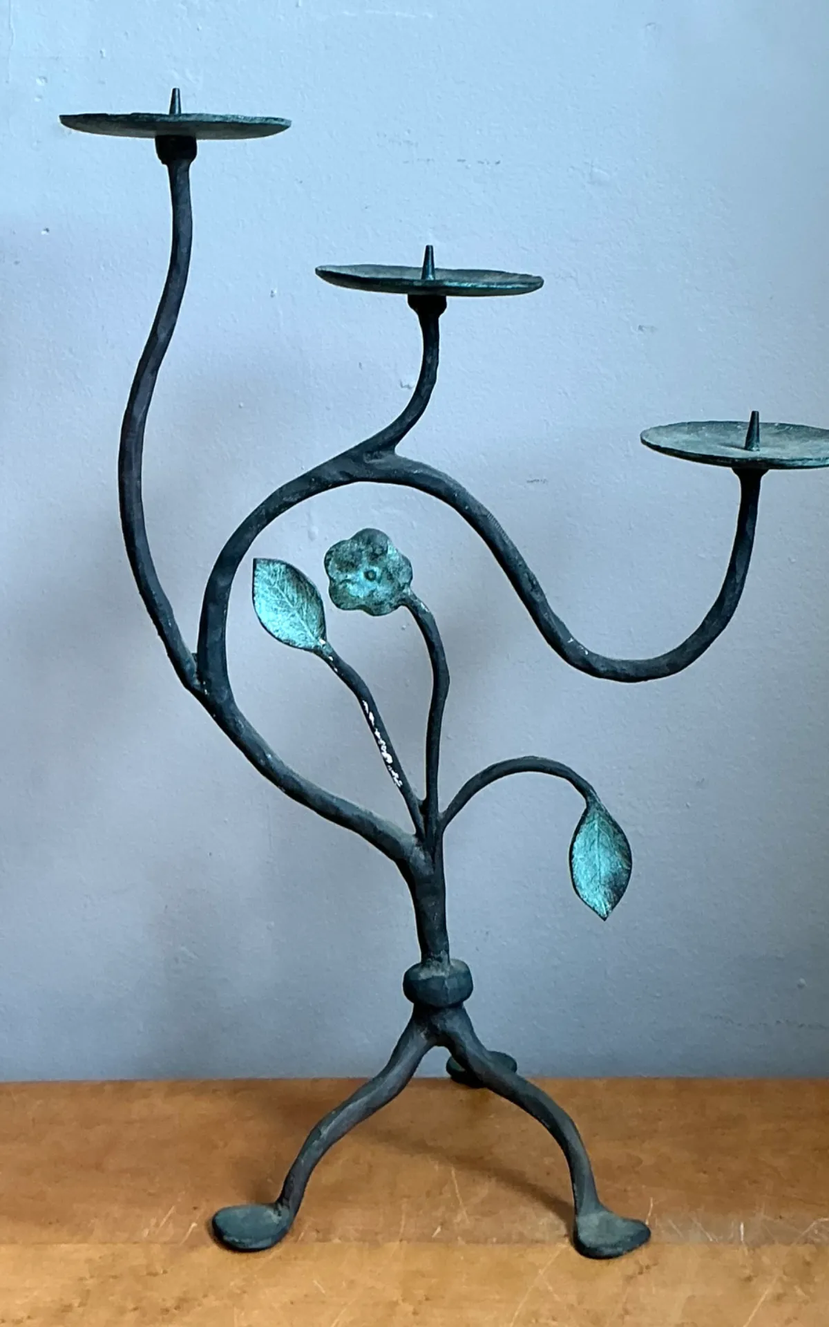 Vintage Floral Metal Candle Holder — additional photo 2