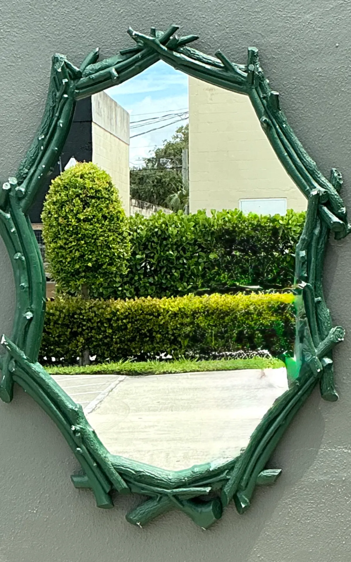 Vintage Green Painted Twig Mirror — additional photo 3
