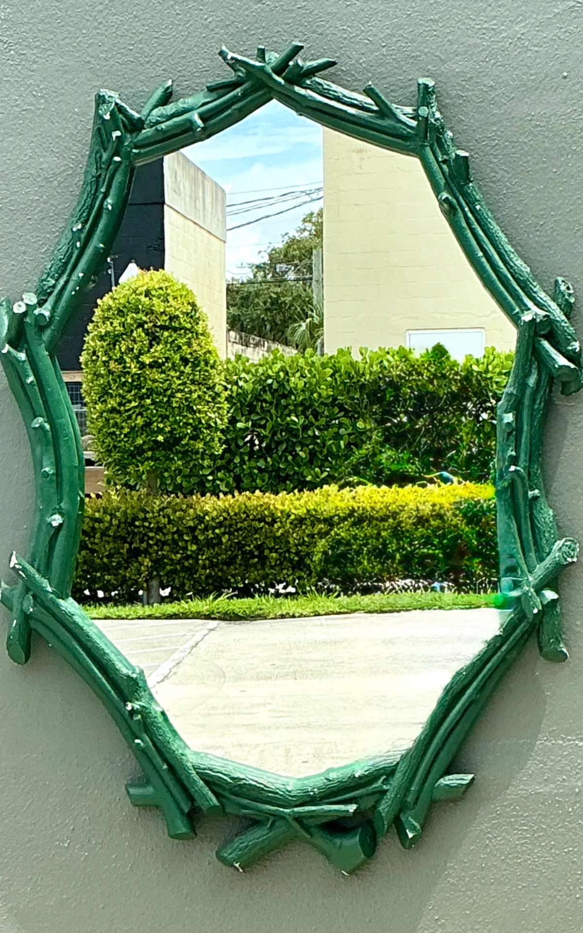 Vintage Green Painted Twig Mirror — additional photo 7