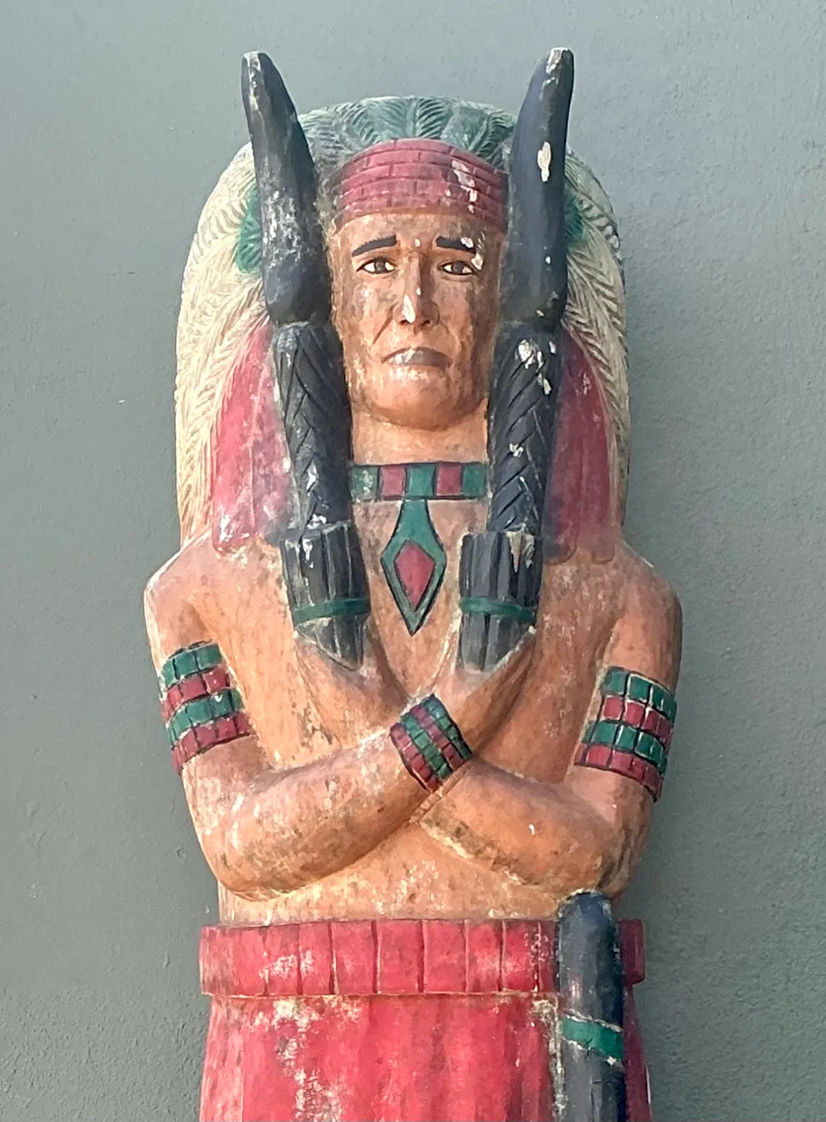 Vintage Monumental Carved Wood Native American Cigar Sculpture — additional photo 6