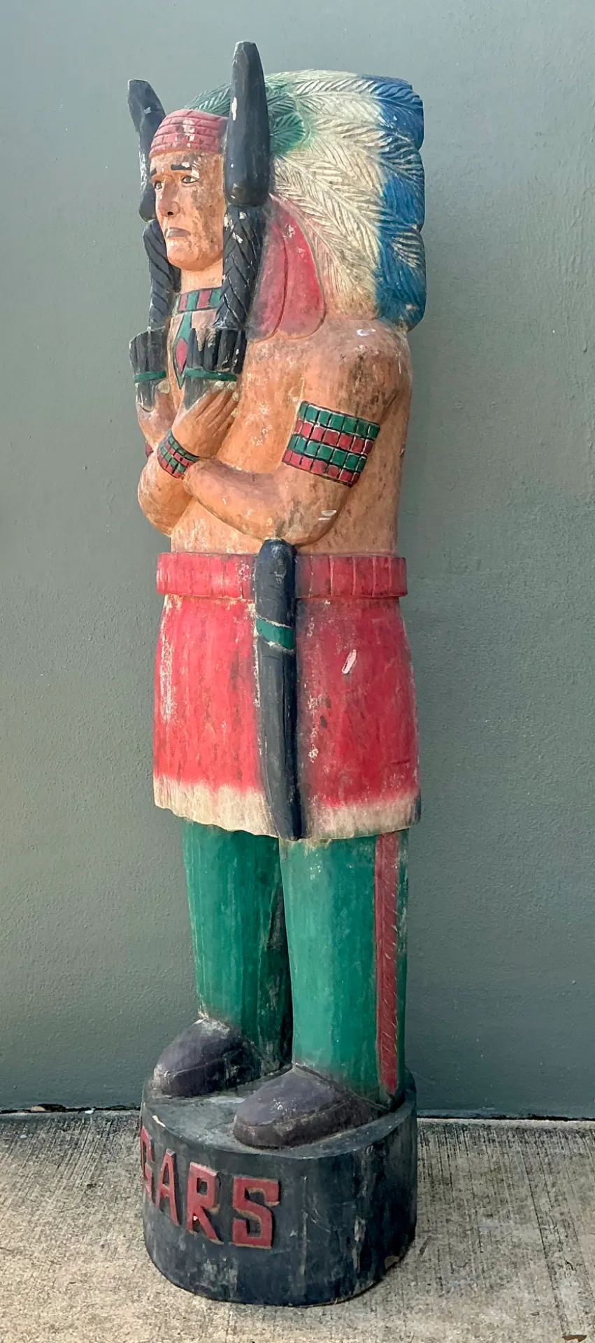 Vintage Monumental Carved Wood Native American Cigar Sculpture — additional photo 1