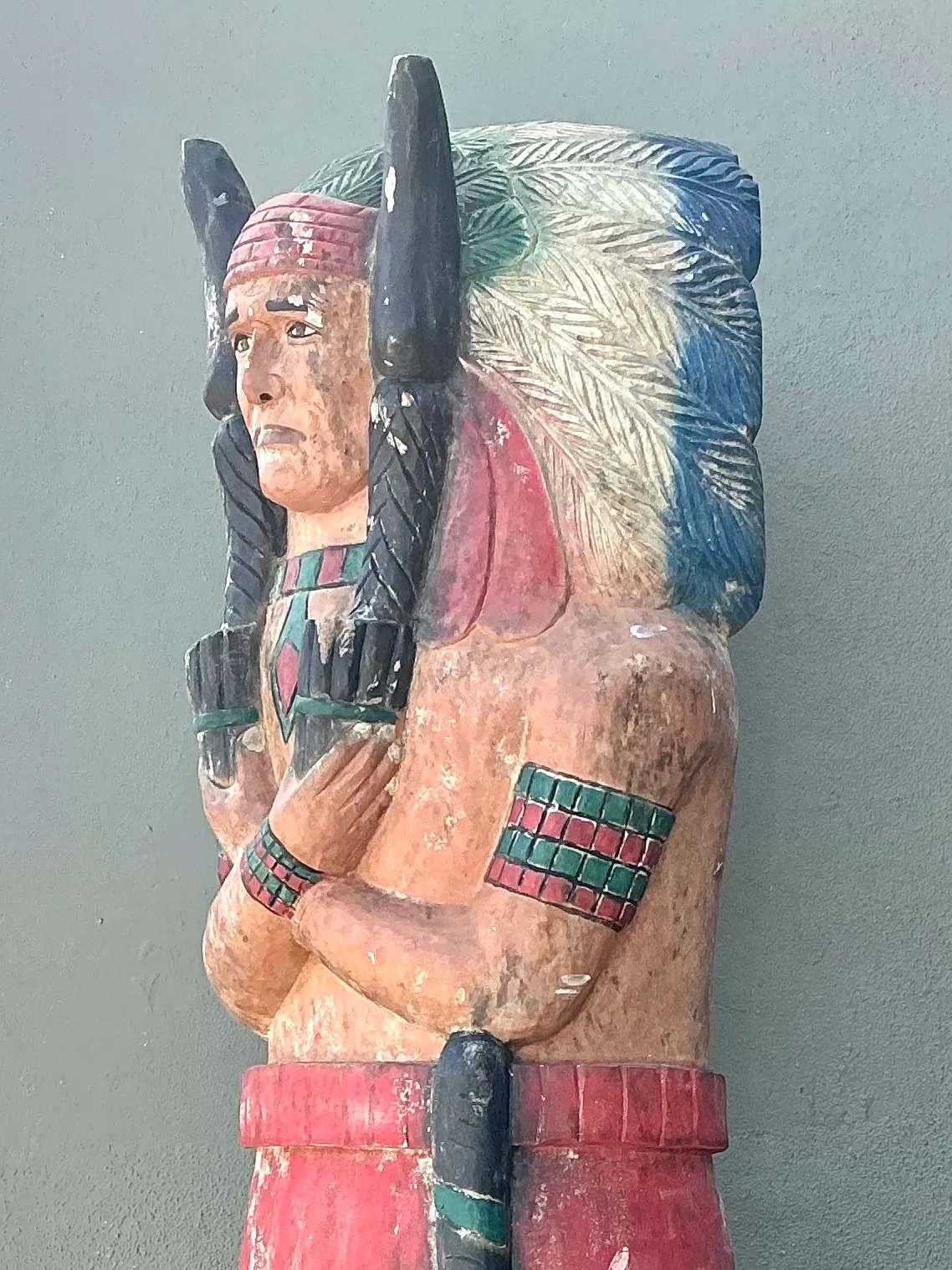 Vintage Monumental Carved Wood Native American Cigar Sculpture — additional photo 3