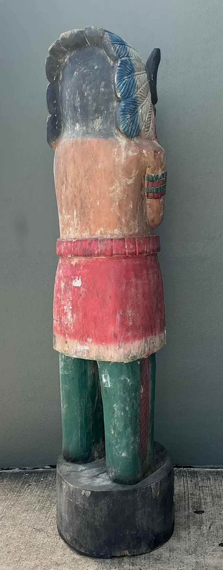 Vintage Monumental Carved Wood Native American Cigar Sculpture — additional photo 7