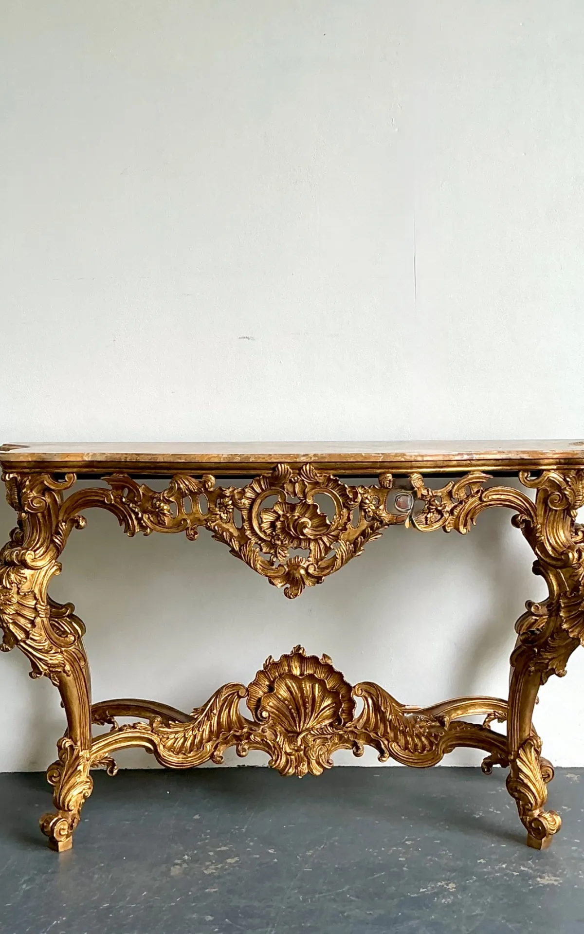 Antique Rococo Giltwood Console with Marble Top — additional photo 4