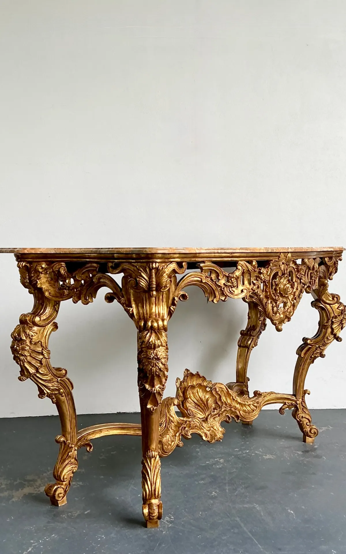 Antique Rococo Giltwood Console with Marble Top — additional photo 5