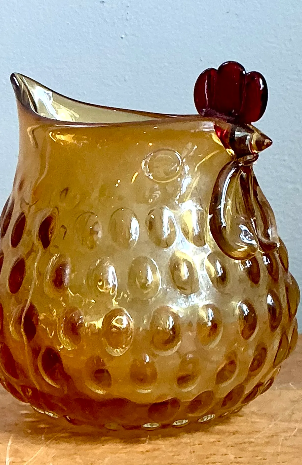 Vintage Amber Glass Chicken Pitcher — additional photo 5
