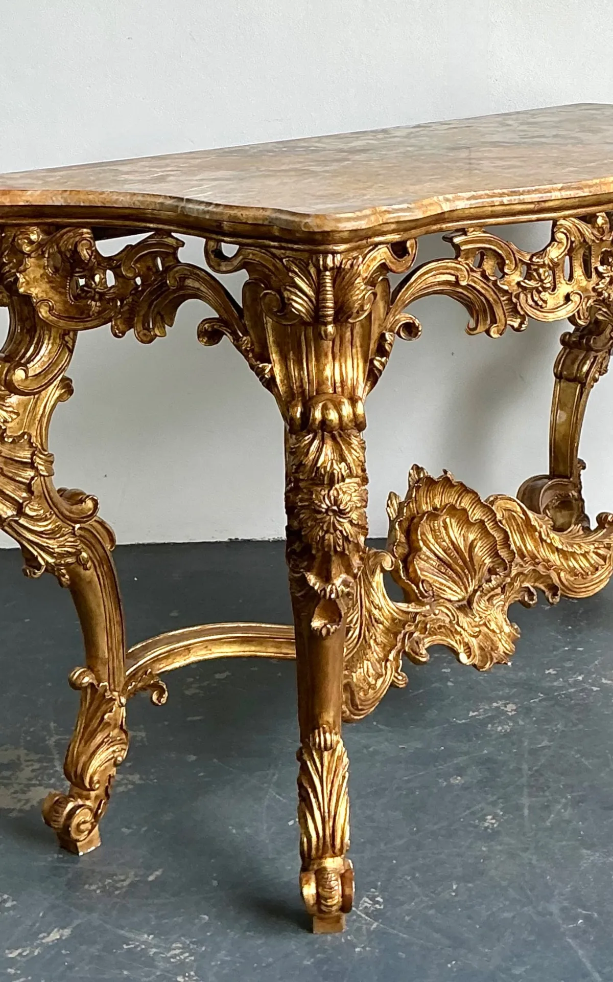 Antique Rococo Giltwood Console with Marble Top — additional photo 2