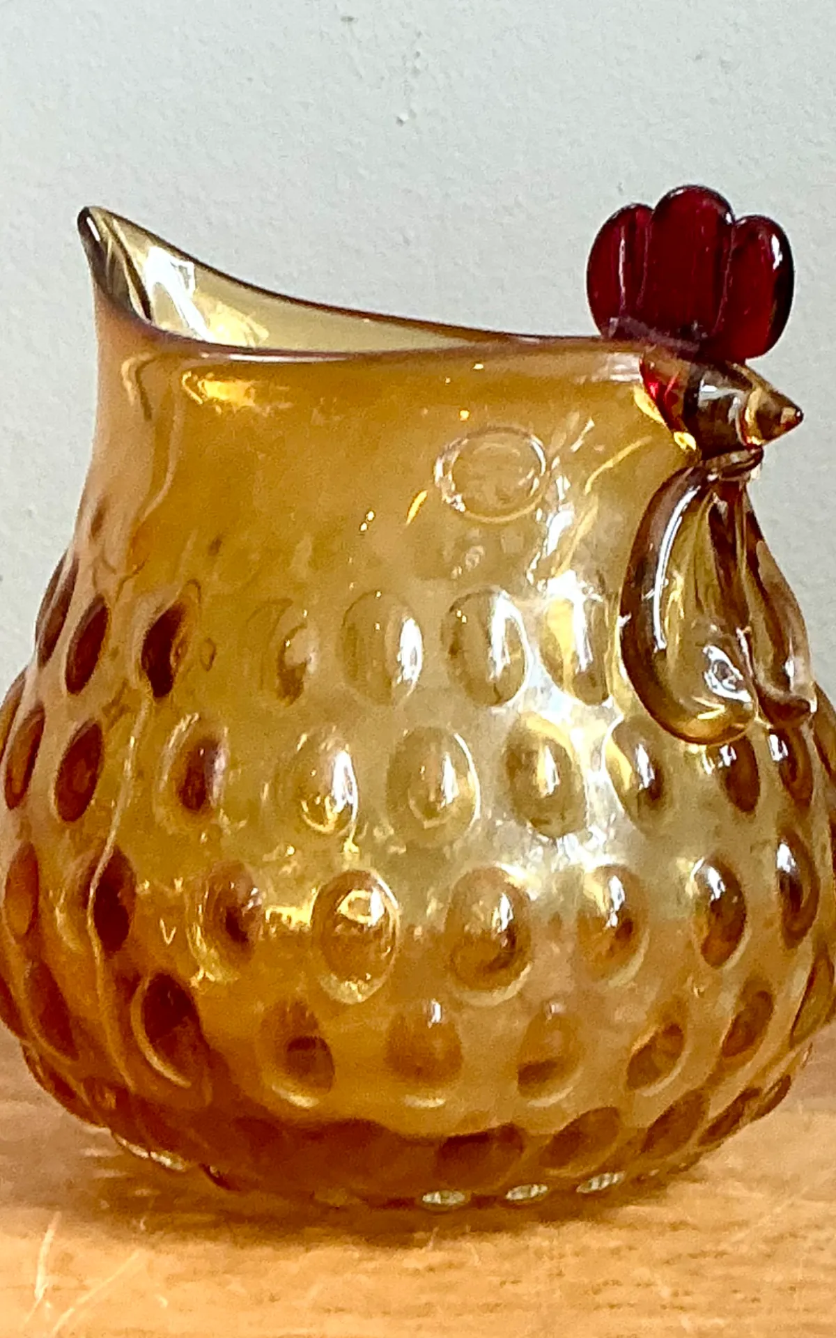 Vintage Amber Glass Chicken Pitcher — additional photo 8