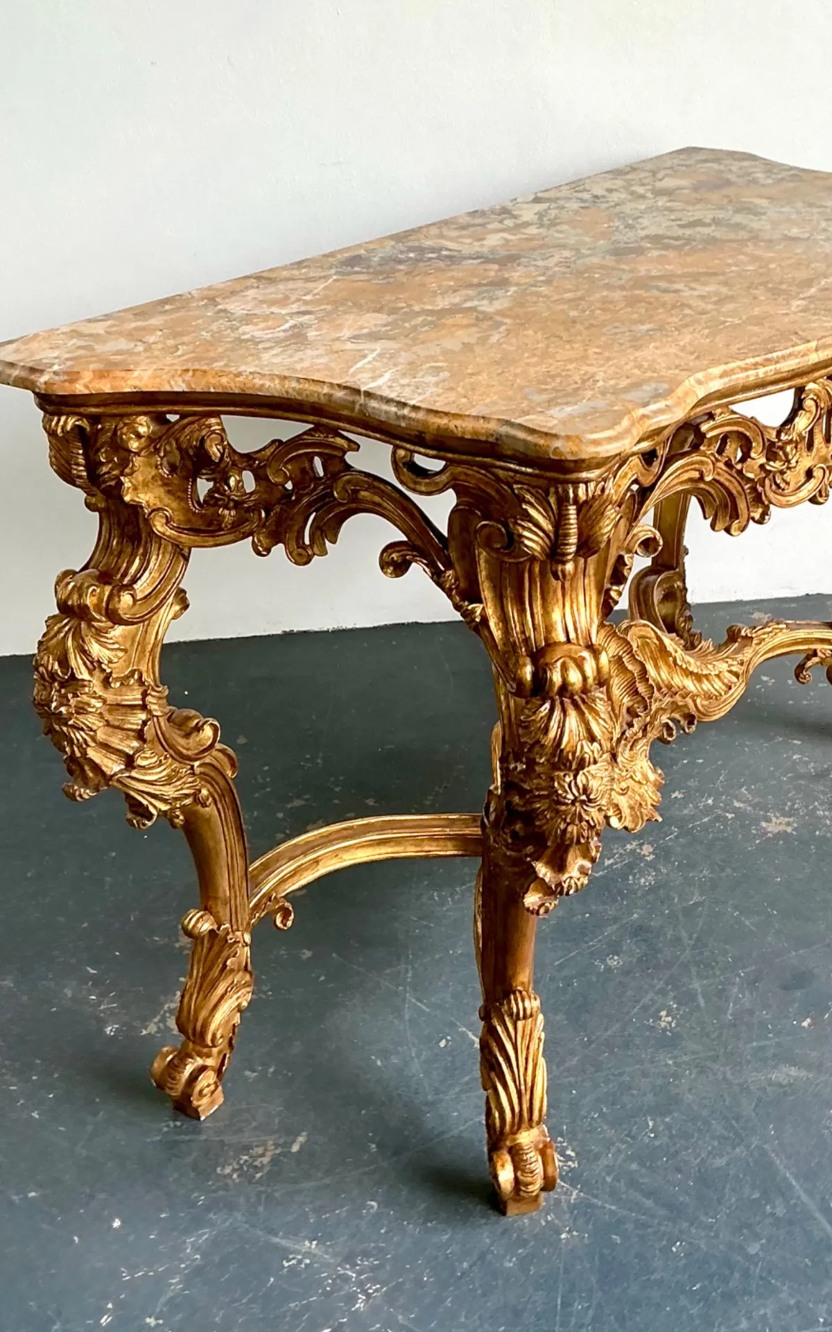 Antique Rococo Giltwood Console with Marble Top — additional photo 7