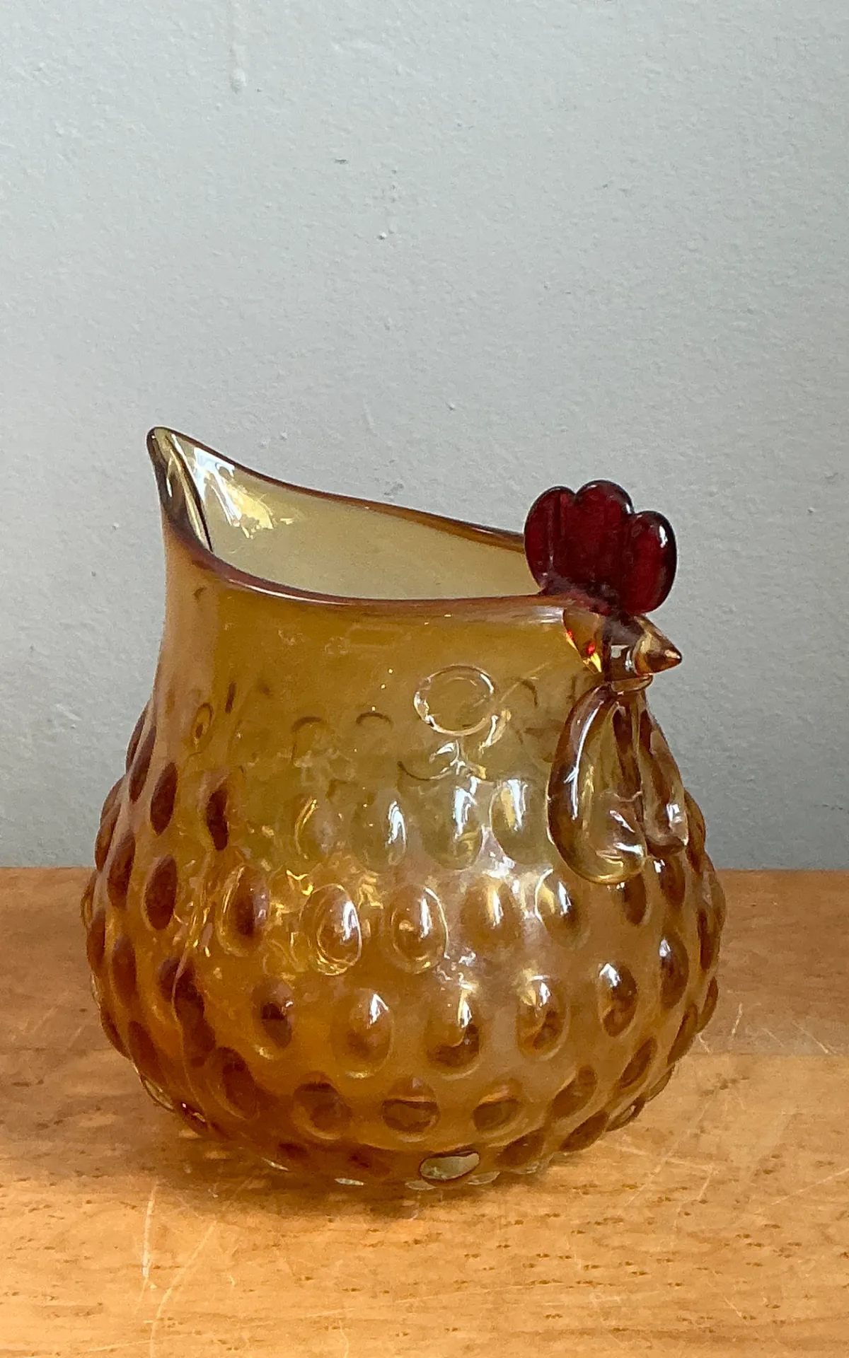 Vintage Amber Glass Chicken Pitcher — additional photo 6