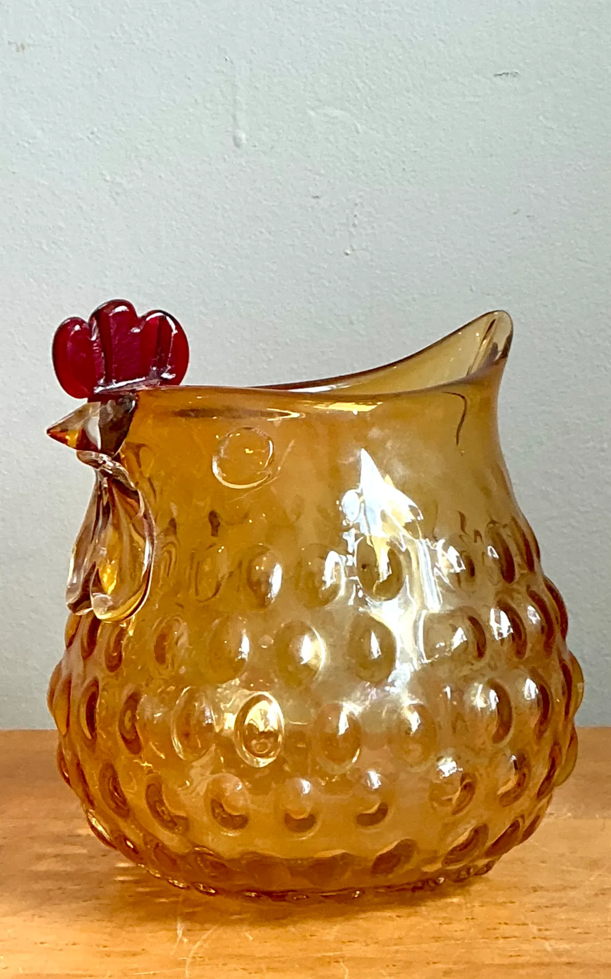 Vintage Amber Glass Chicken Pitcher — additional photo 7