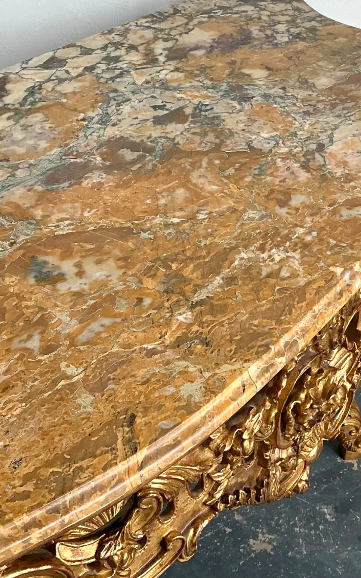Antique Rococo Giltwood Console with Marble Top — additional photo 3