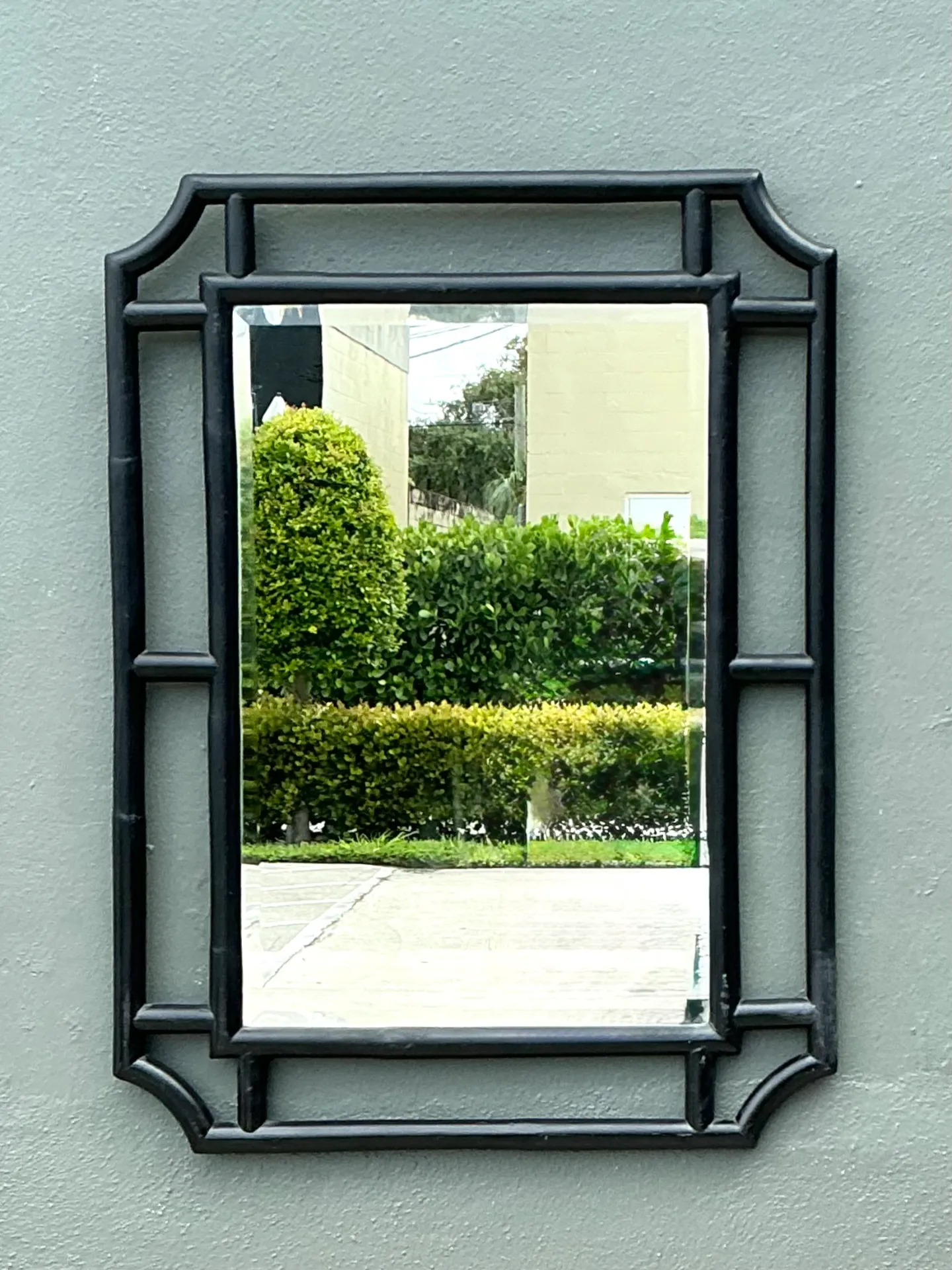 Vintage Serena And Lily Black Rattan Decorative Wall Mirror — additional photo 4
