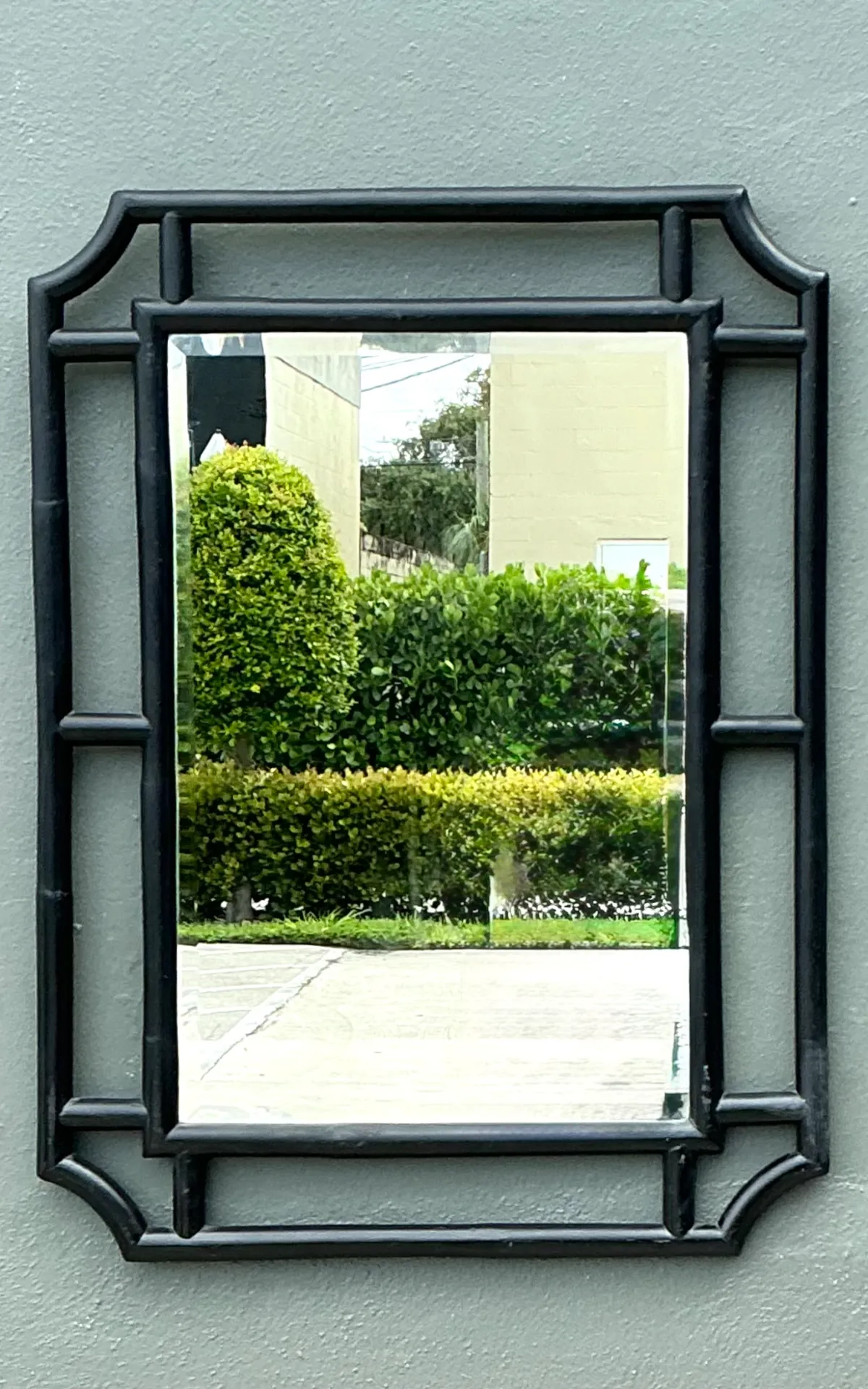 Vintage Serena And Lily Black Rattan Decorative Wall Mirror — additional photo 4