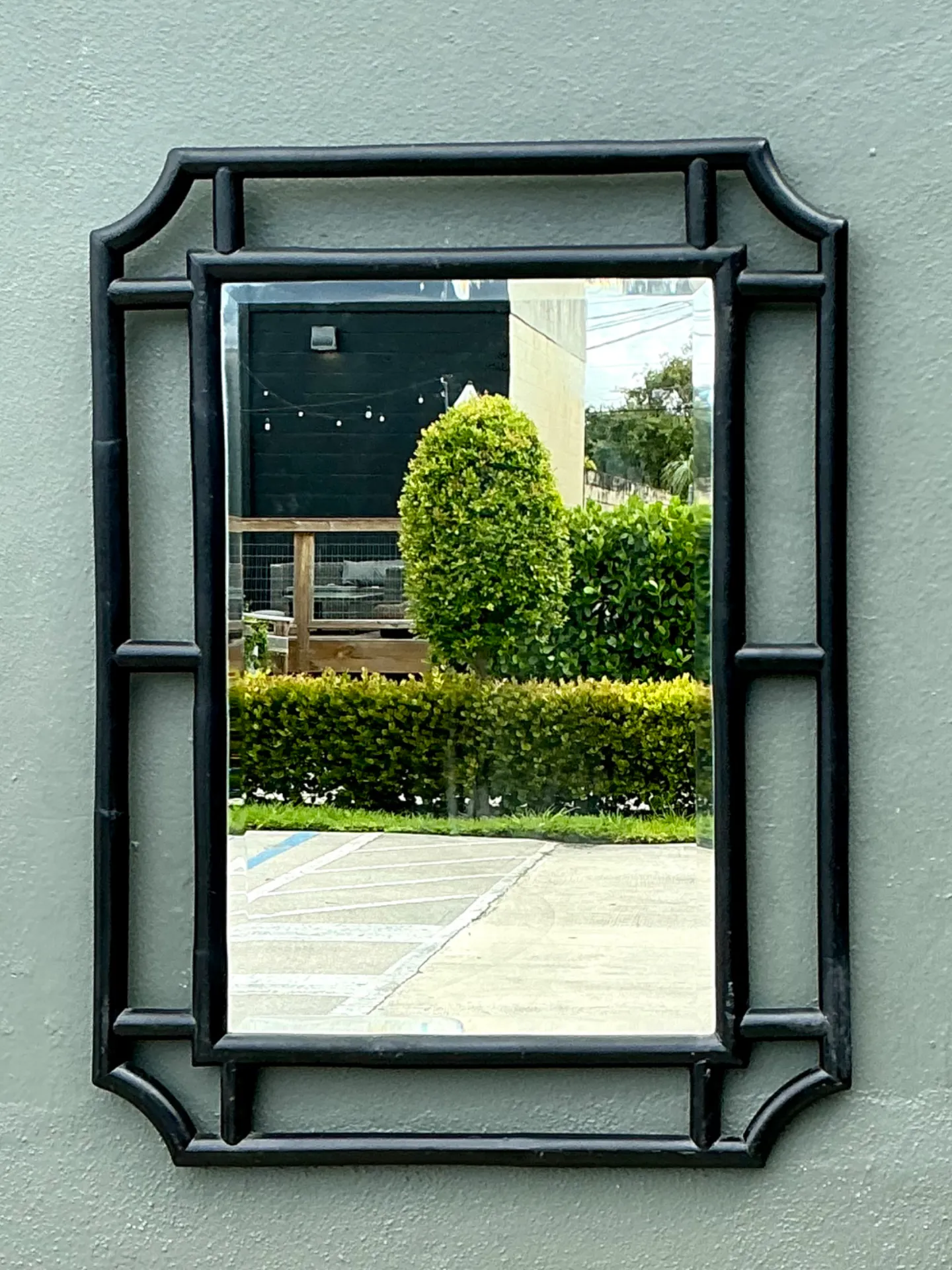 Vintage Serena And Lily Black Rattan Decorative Wall Mirror — additional photo 7