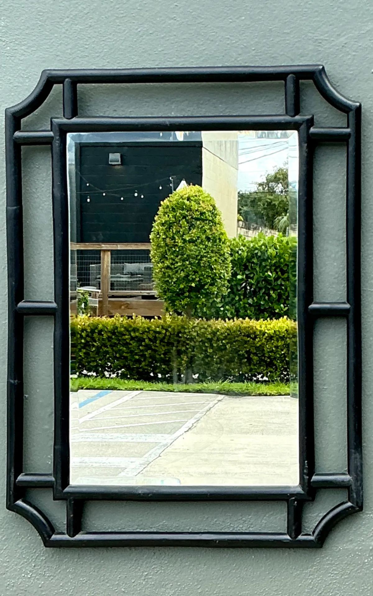 Vintage Serena And Lily Black Rattan Decorative Wall Mirror — additional photo 7
