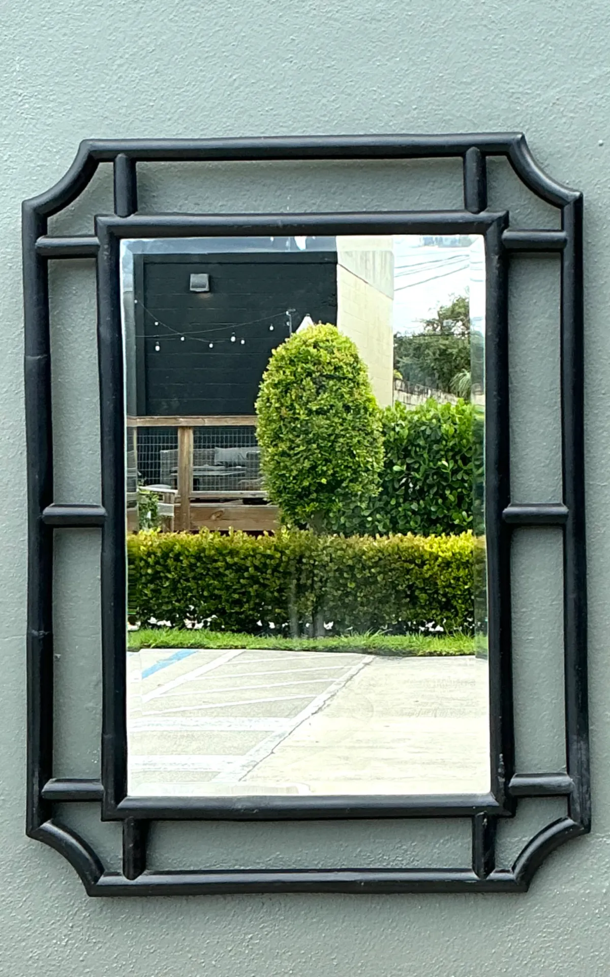 Vintage Serena And Lily Black Rattan Decorative Wall Mirror — additional photo 8