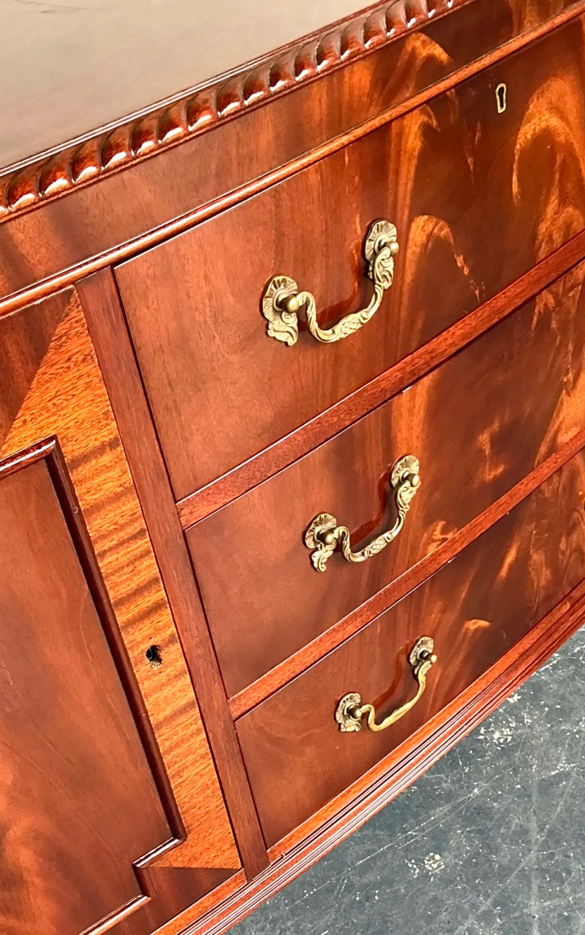Vintage Flame Mahogany Chippendale Sideboard