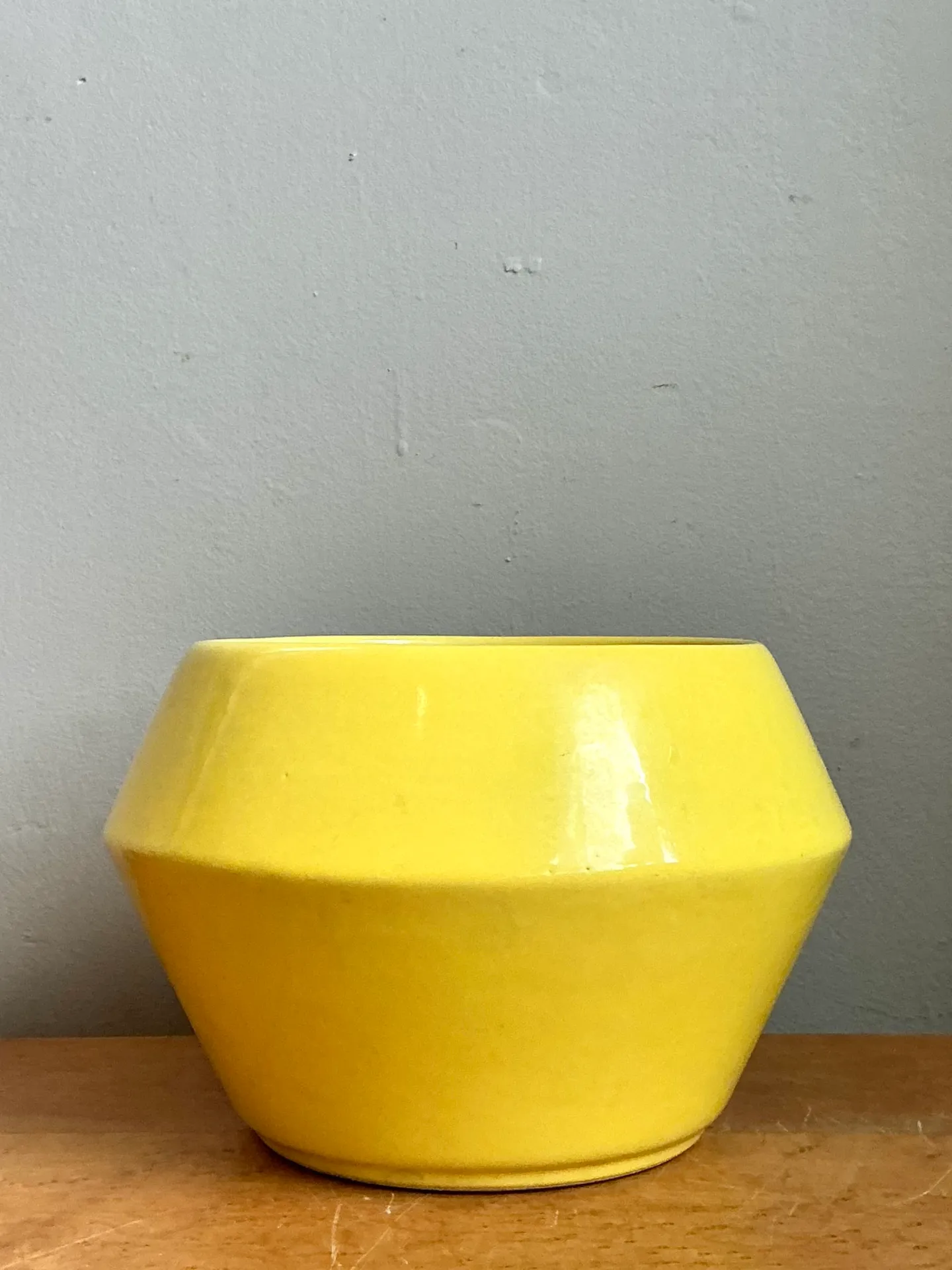 Vintage Yellow Geometric Ceramic Planter — additional photo 8