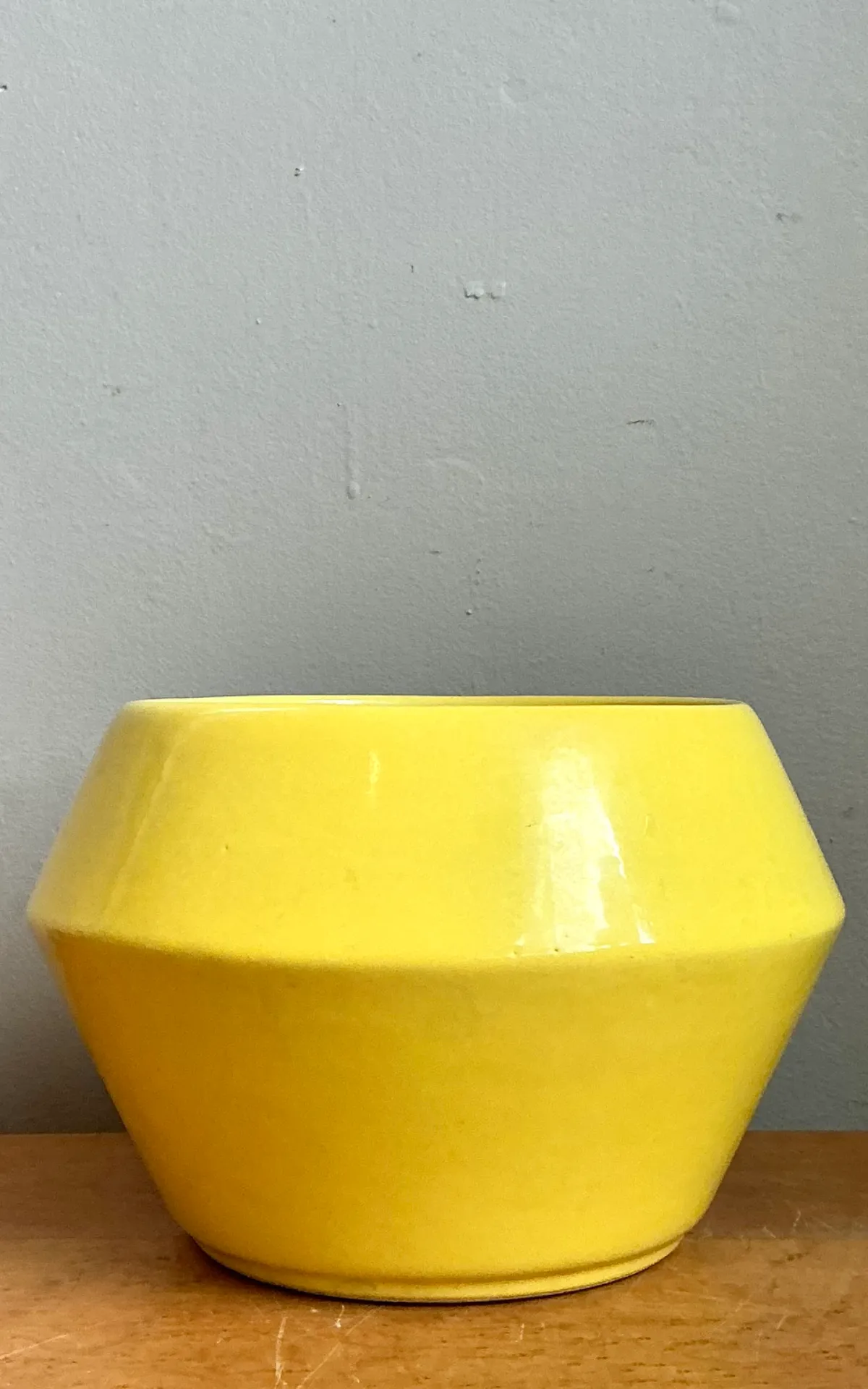 Vintage Yellow Geometric Ceramic Planter — additional photo 8