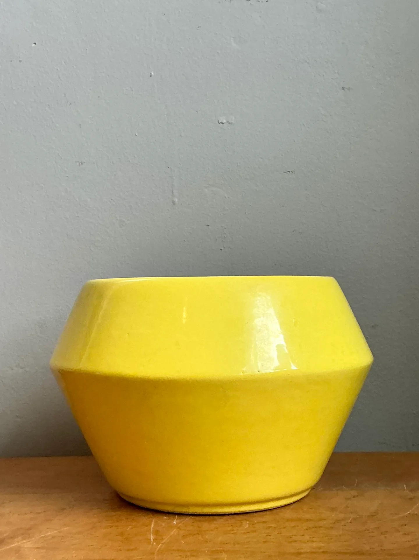 Vintage Yellow Geometric Ceramic Planter — additional photo 6