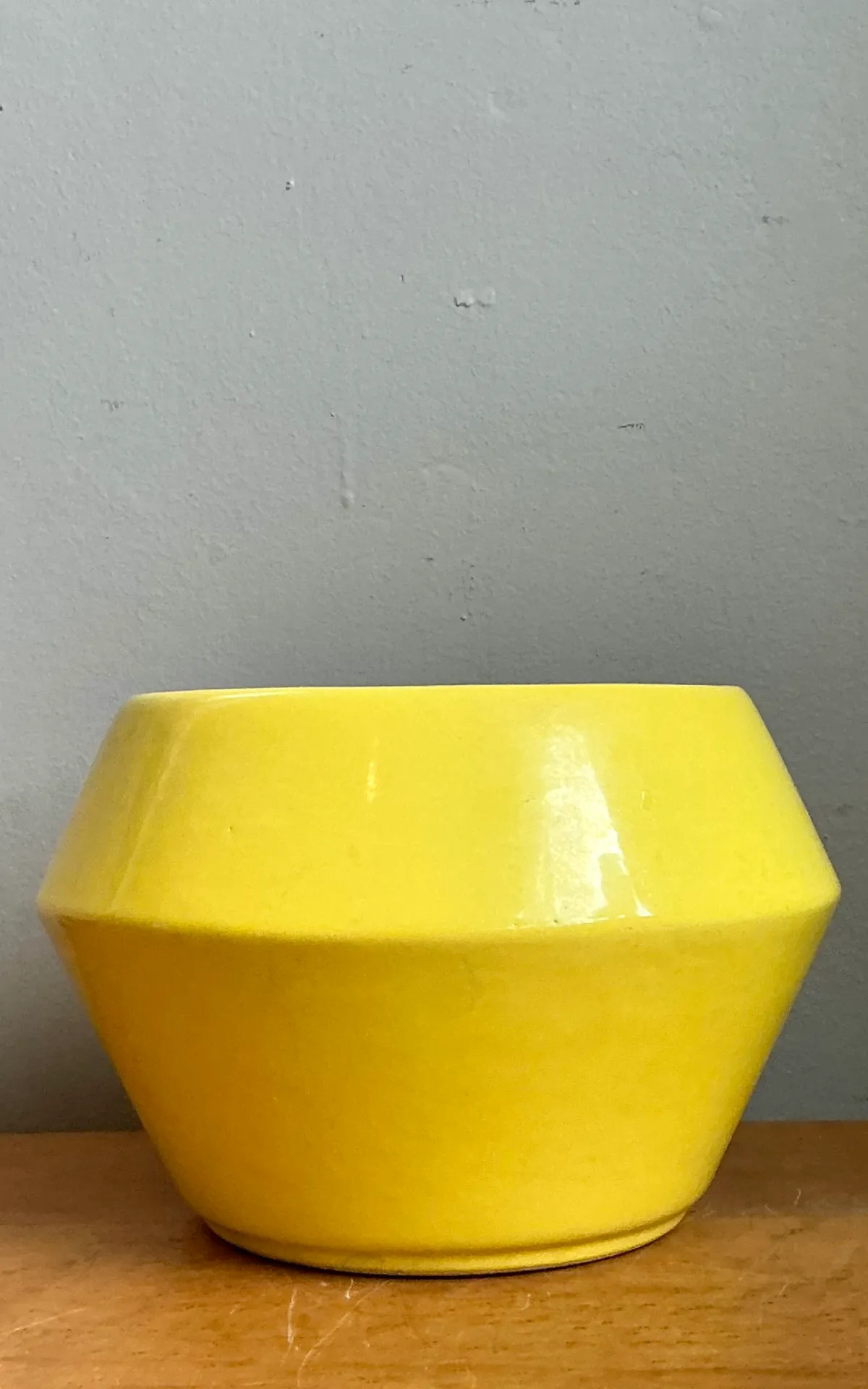 Vintage Yellow Geometric Ceramic Planter — additional photo 6
