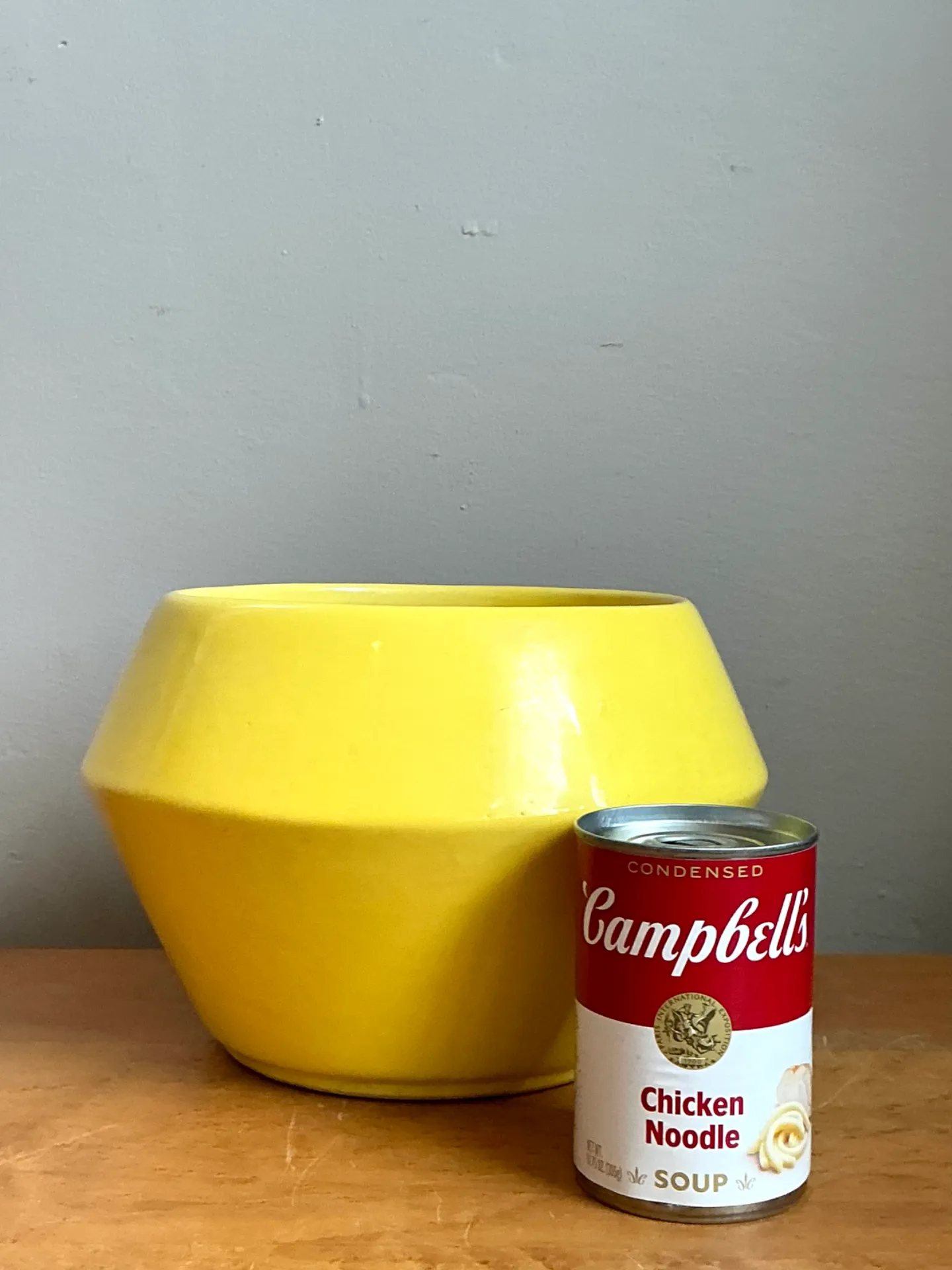 Vintage Yellow Geometric Ceramic Planter — additional photo 4