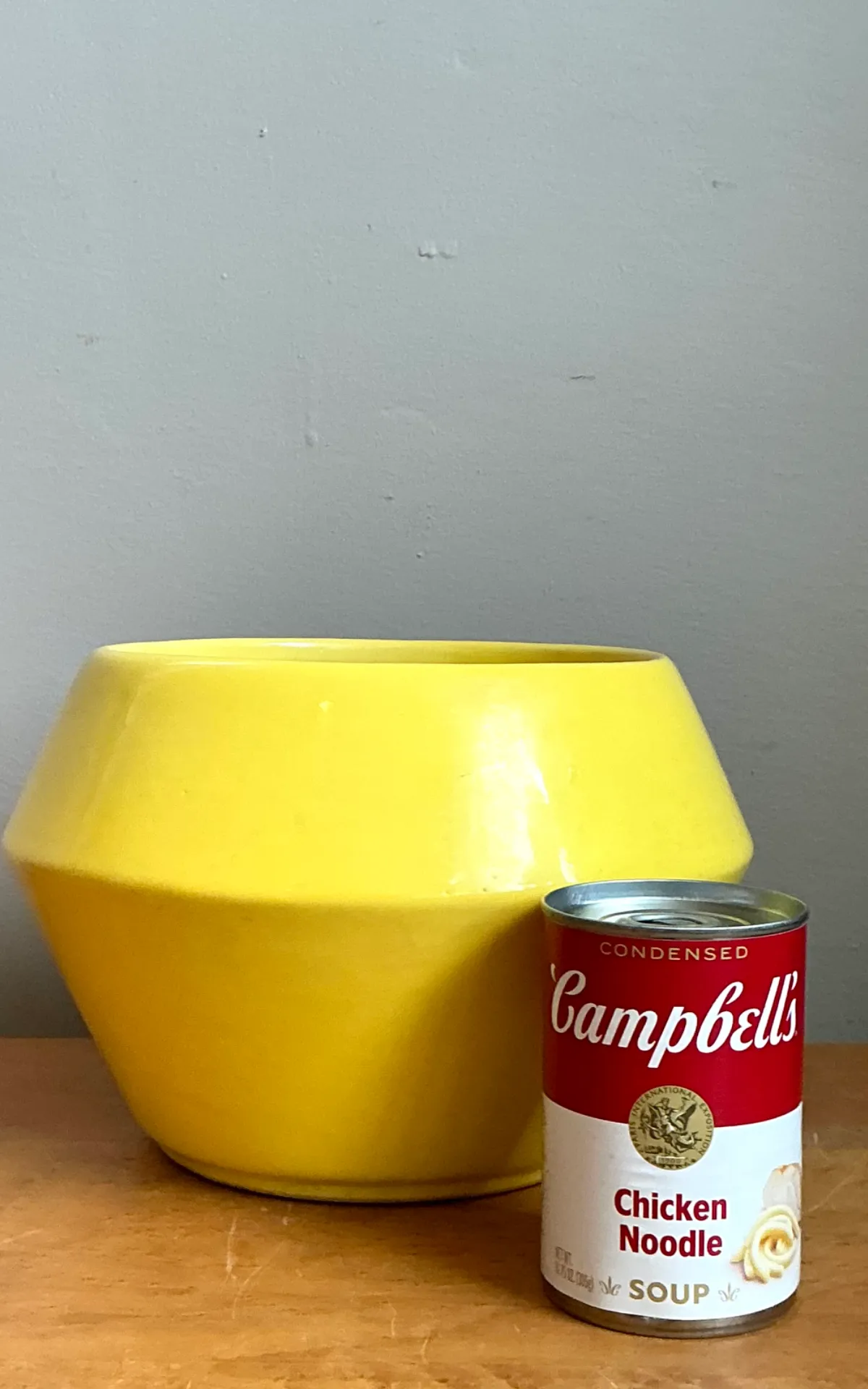 Vintage Yellow Geometric Ceramic Planter — additional photo 4