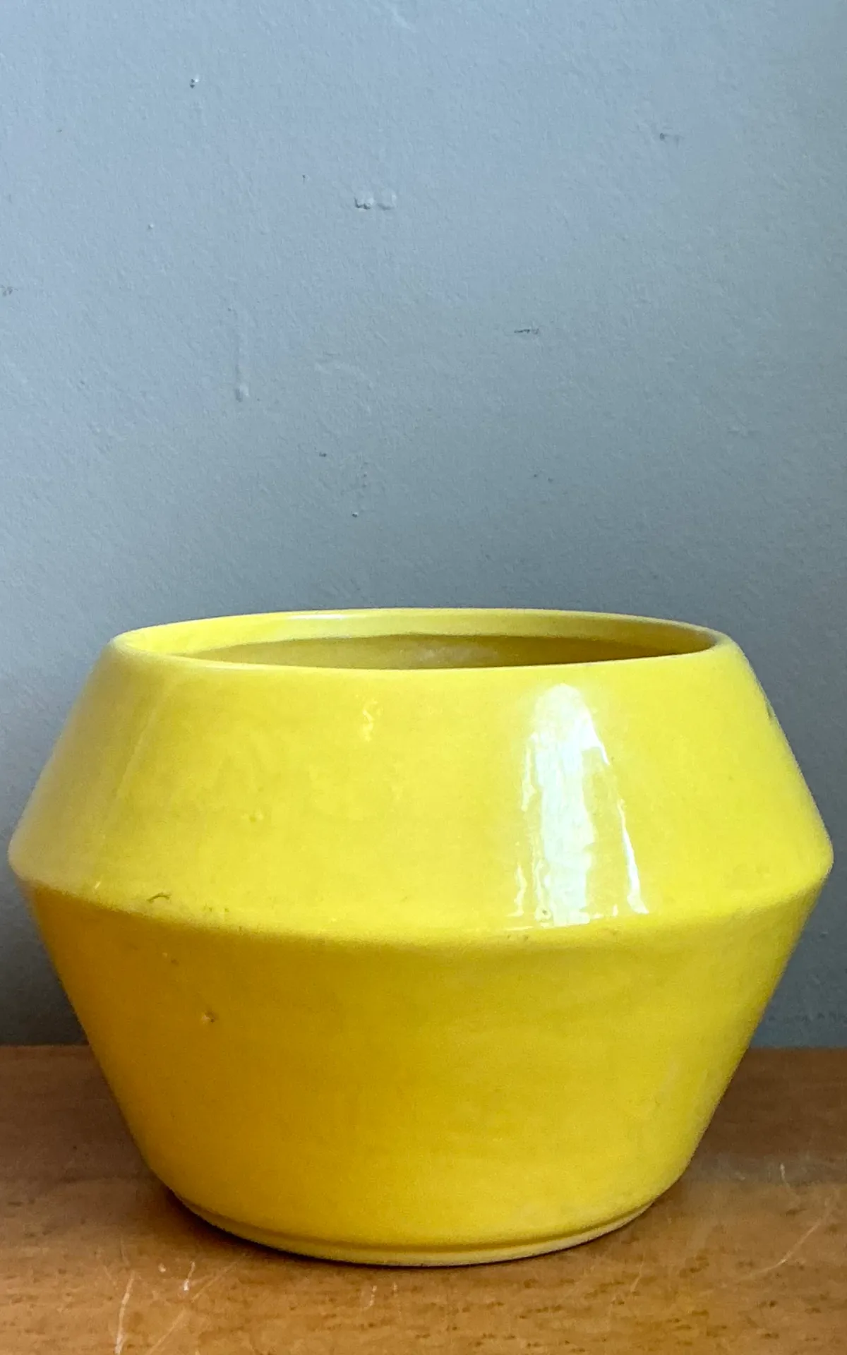 Vintage Yellow Geometric Ceramic Planter — additional photo 3