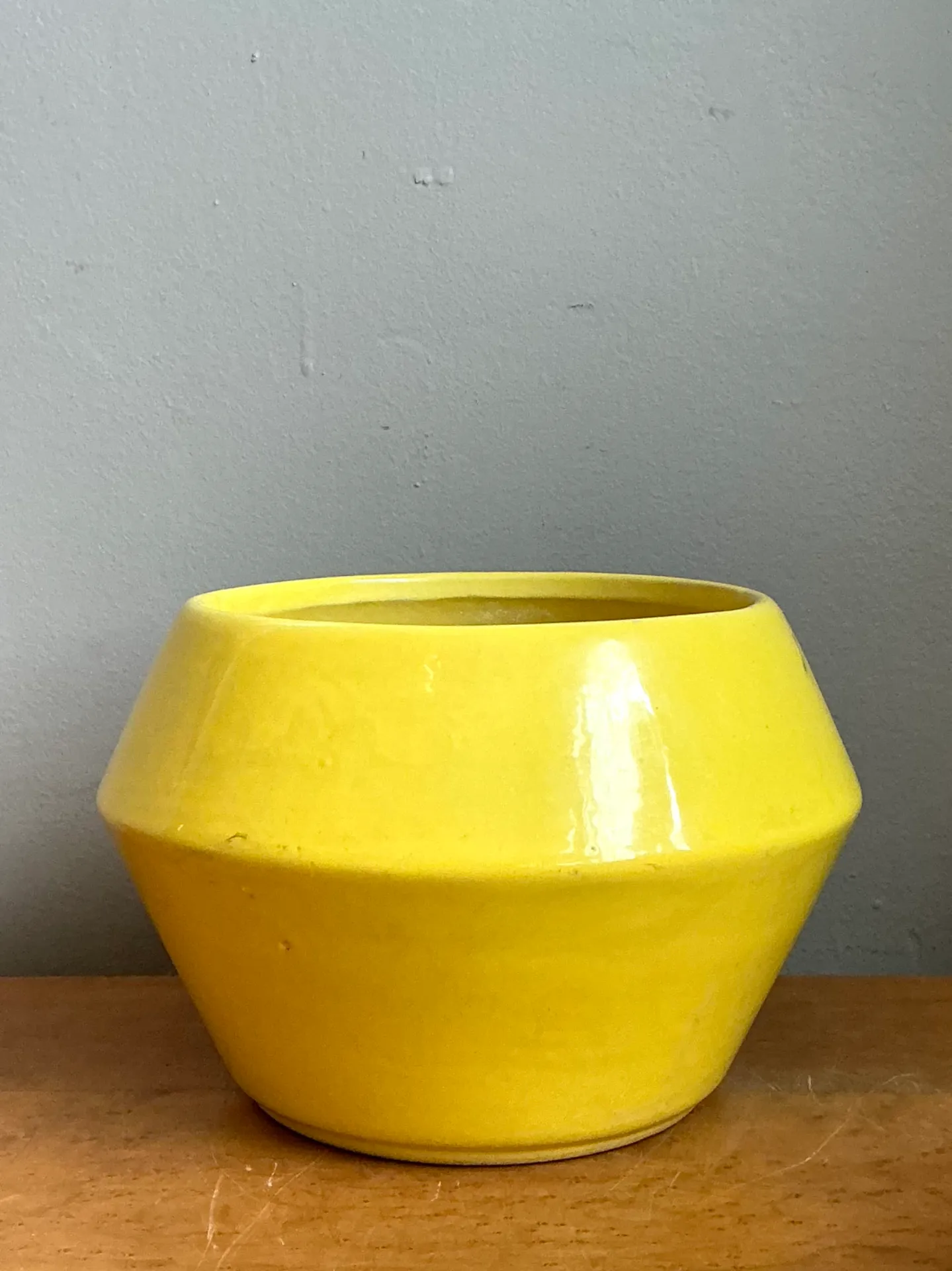 Vintage Yellow Geometric Ceramic Planter — additional photo 1
