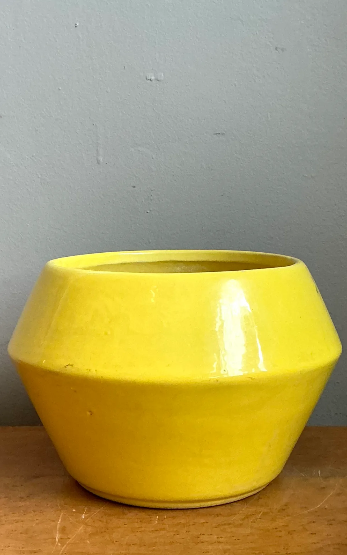 Vintage Yellow Geometric Ceramic Planter
