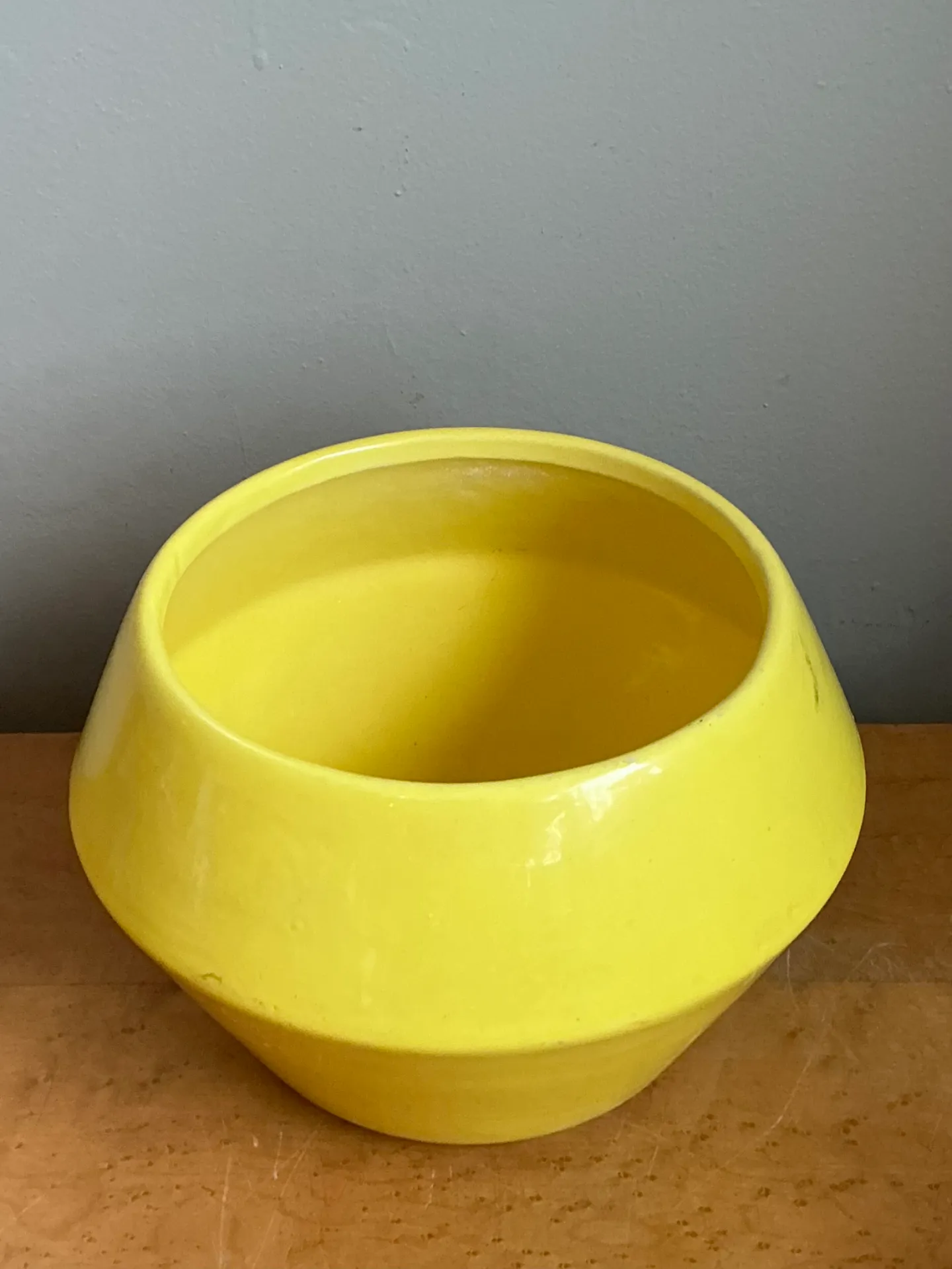Vintage Yellow Geometric Ceramic Planter — additional photo 7