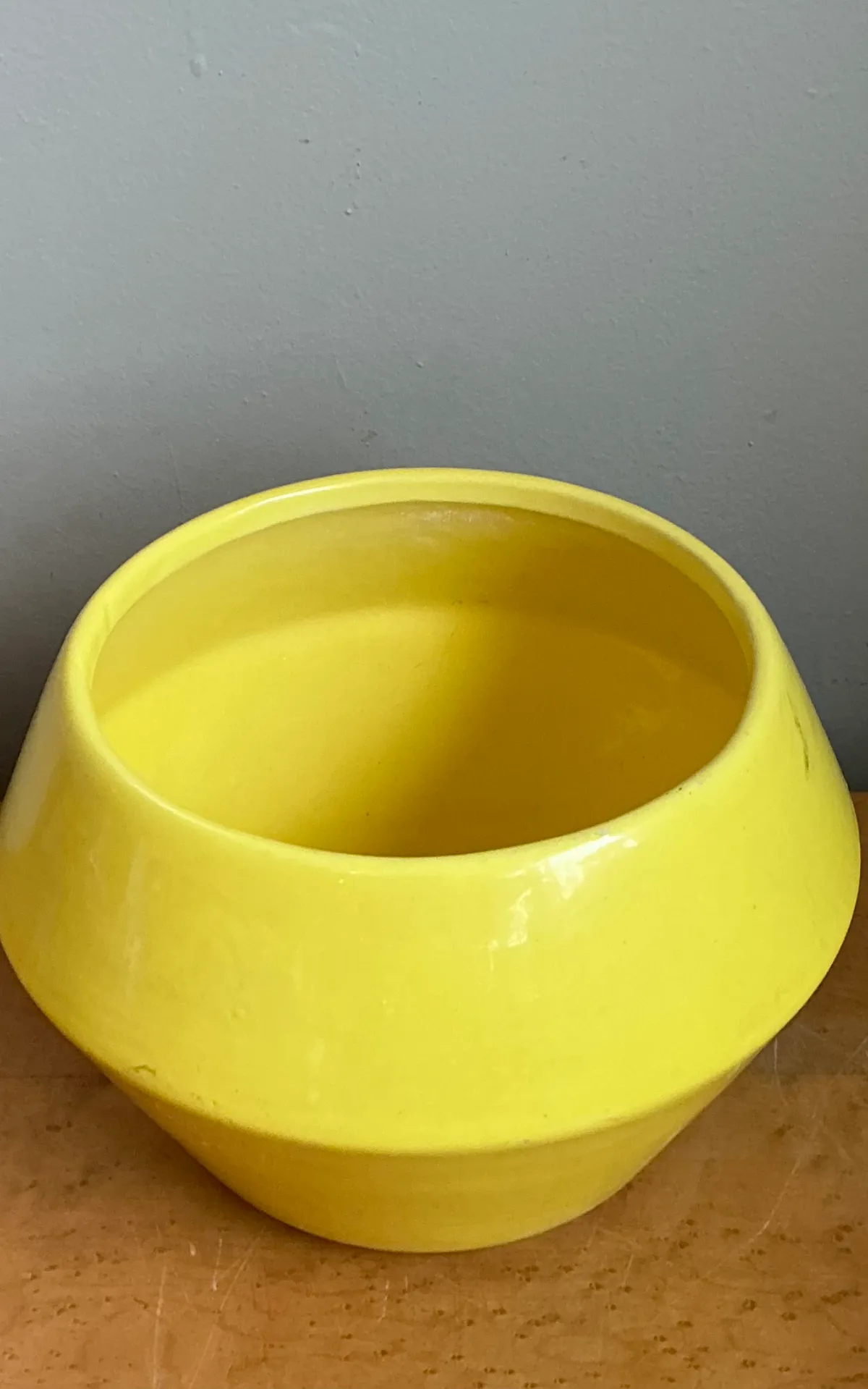 Vintage Yellow Geometric Ceramic Planter — additional photo 7