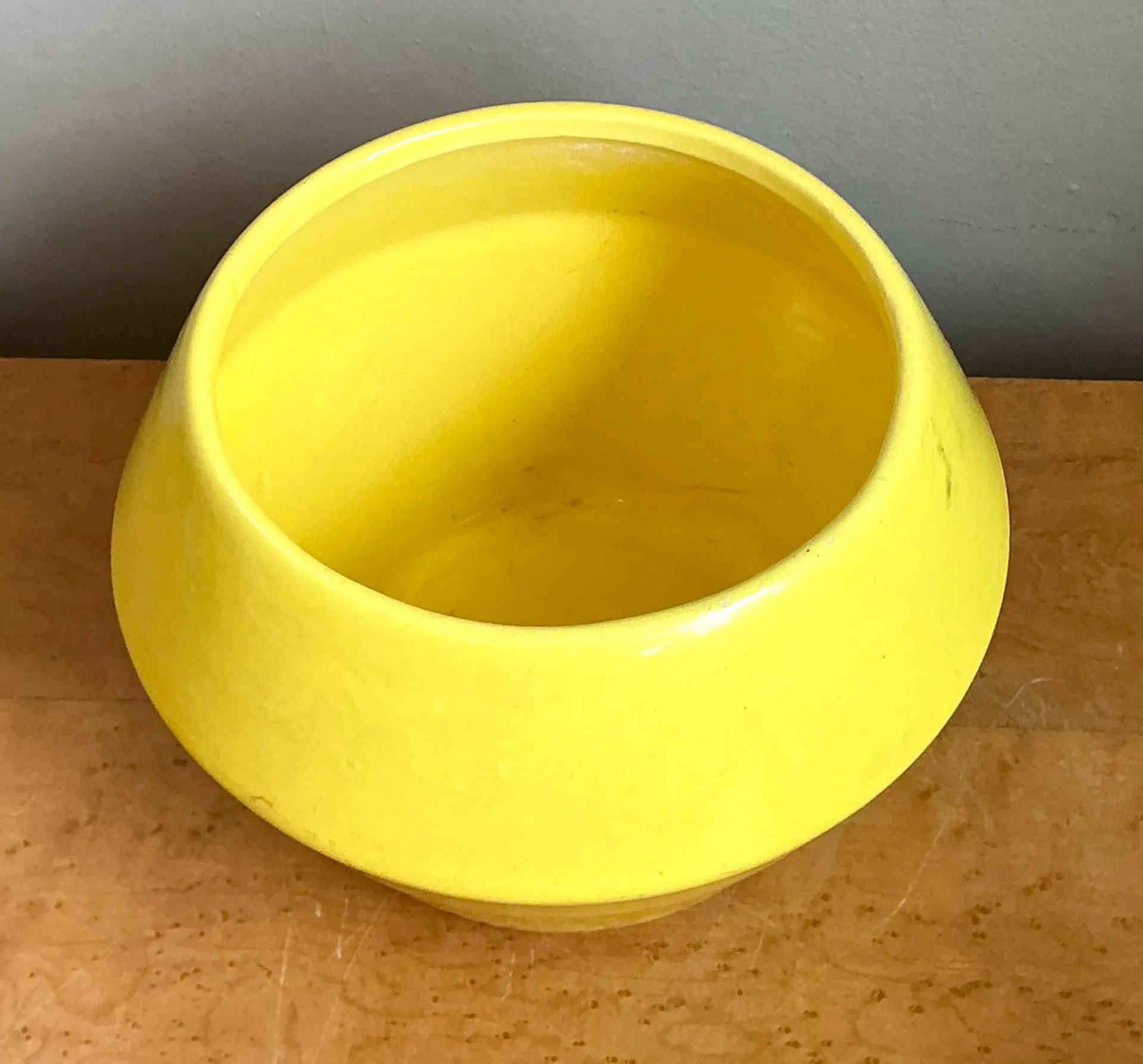 Vintage Yellow Geometric Ceramic Planter — additional photo 5
