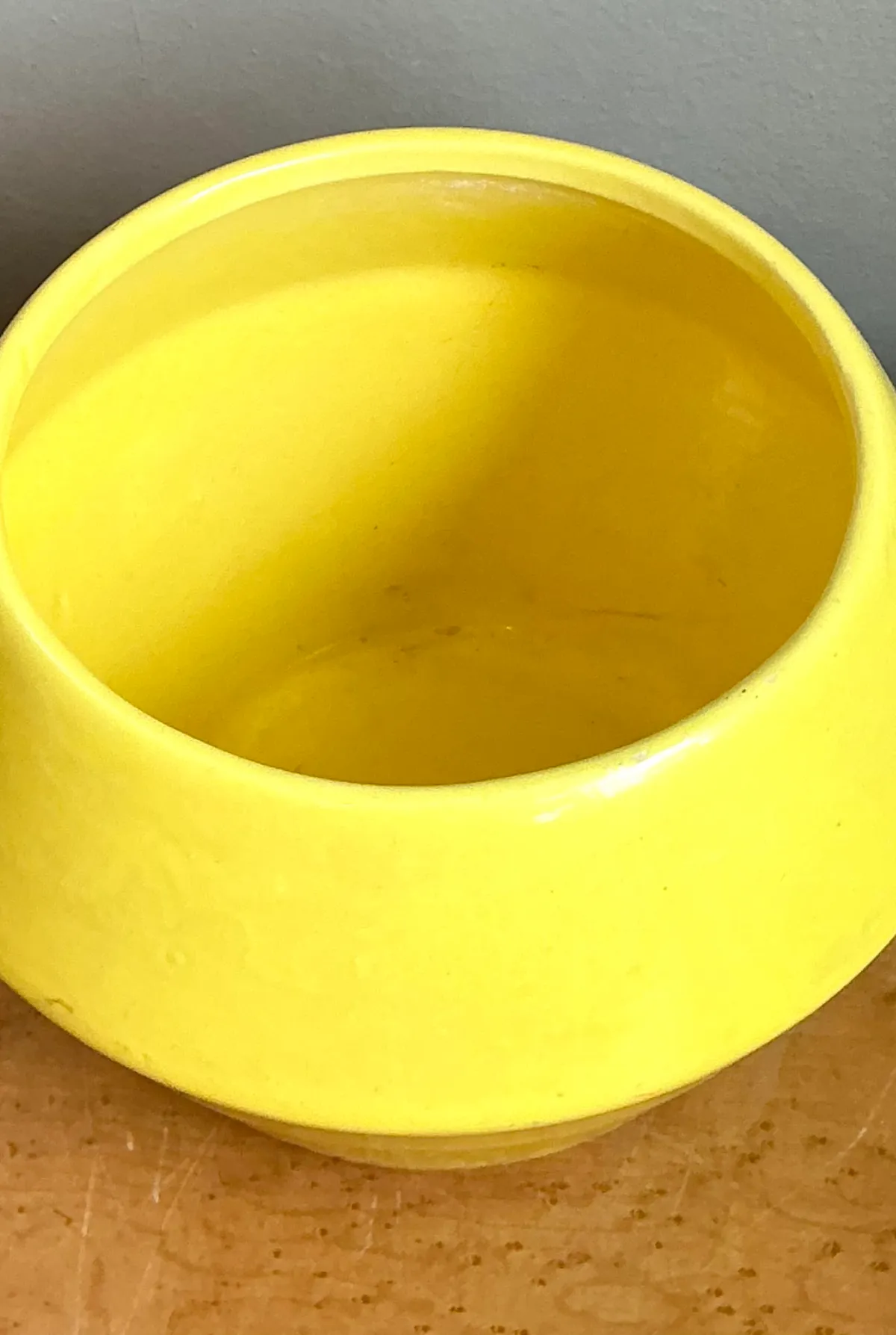 Vintage Yellow Geometric Ceramic Planter — additional photo 5
