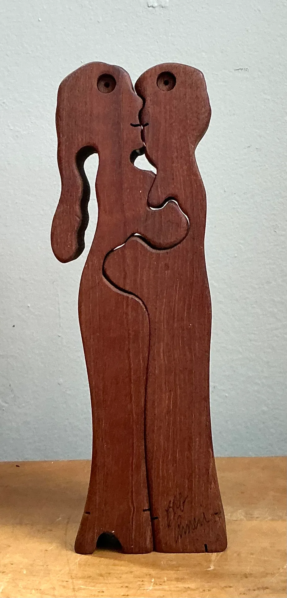 Vintage Abstract Lovers Wood Sculpture — additional photo 5