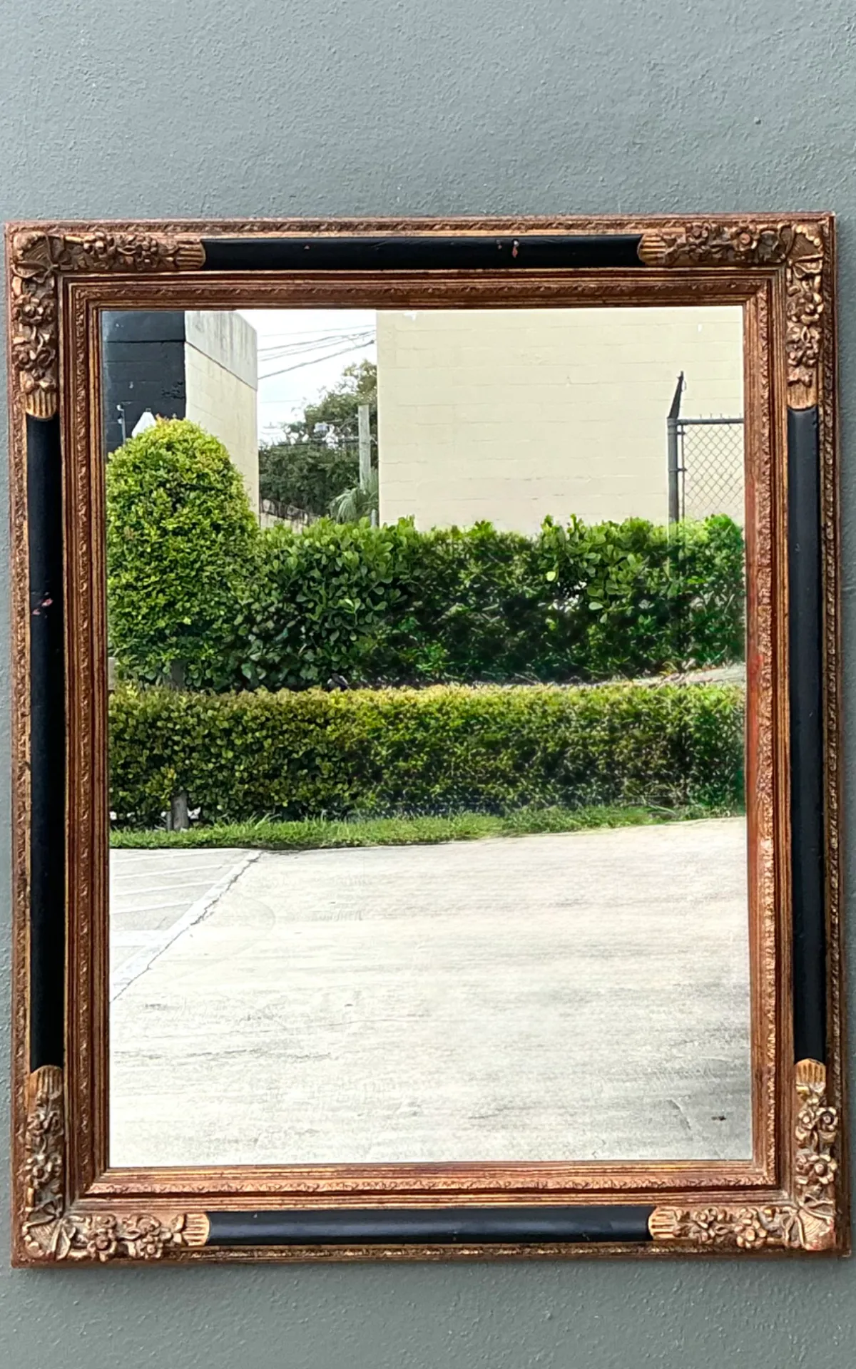 Vintage Ornate Gold and Black Frame Mirror