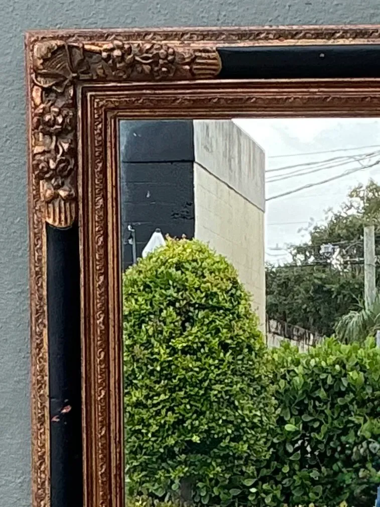 Vintage Ornate Gold and Black Frame Mirror — additional photo 3