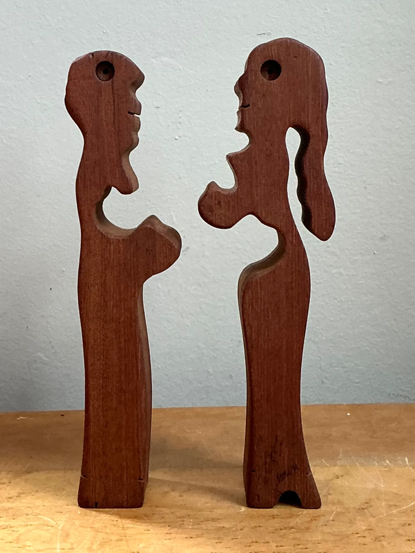 Vintage Abstract Lovers Wood Sculpture — additional photo 7