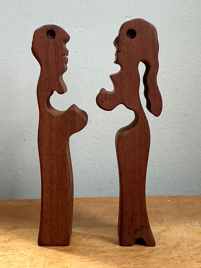 Vintage Abstract Lovers Wood Sculpture — additional photo 7
