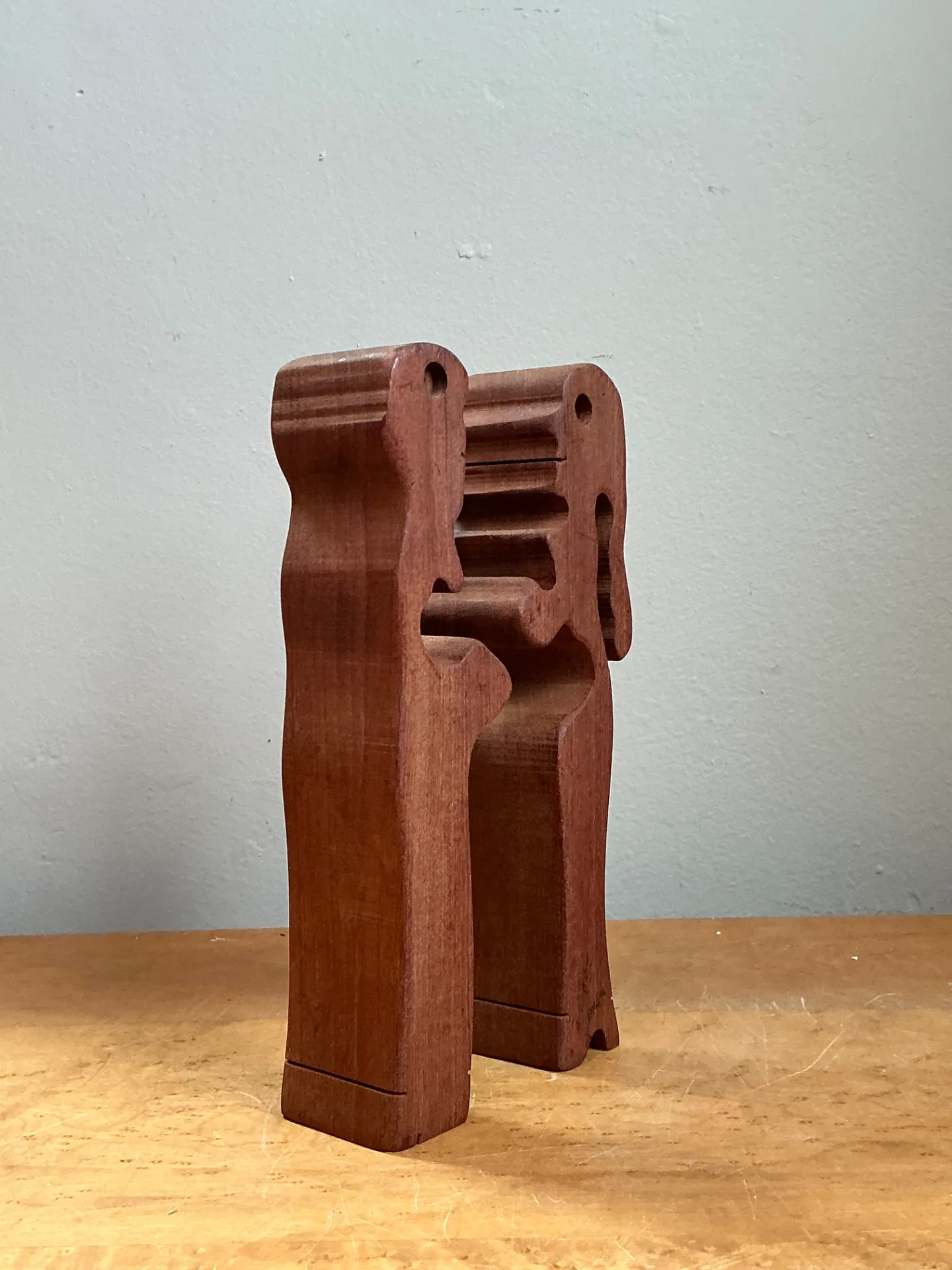 Vintage Abstract Lovers Wood Sculpture — additional photo 6