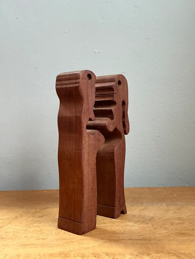 Vintage Abstract Lovers Wood Sculpture — additional photo 6