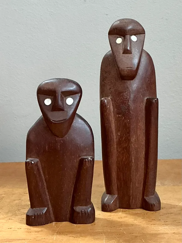 Vintage Abstract Carved Wood Figures - Set Of Two — additional photo 3