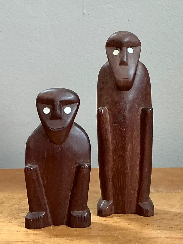 Vintage Abstract Carved Wood Figures - Set Of Two — additional photo 1