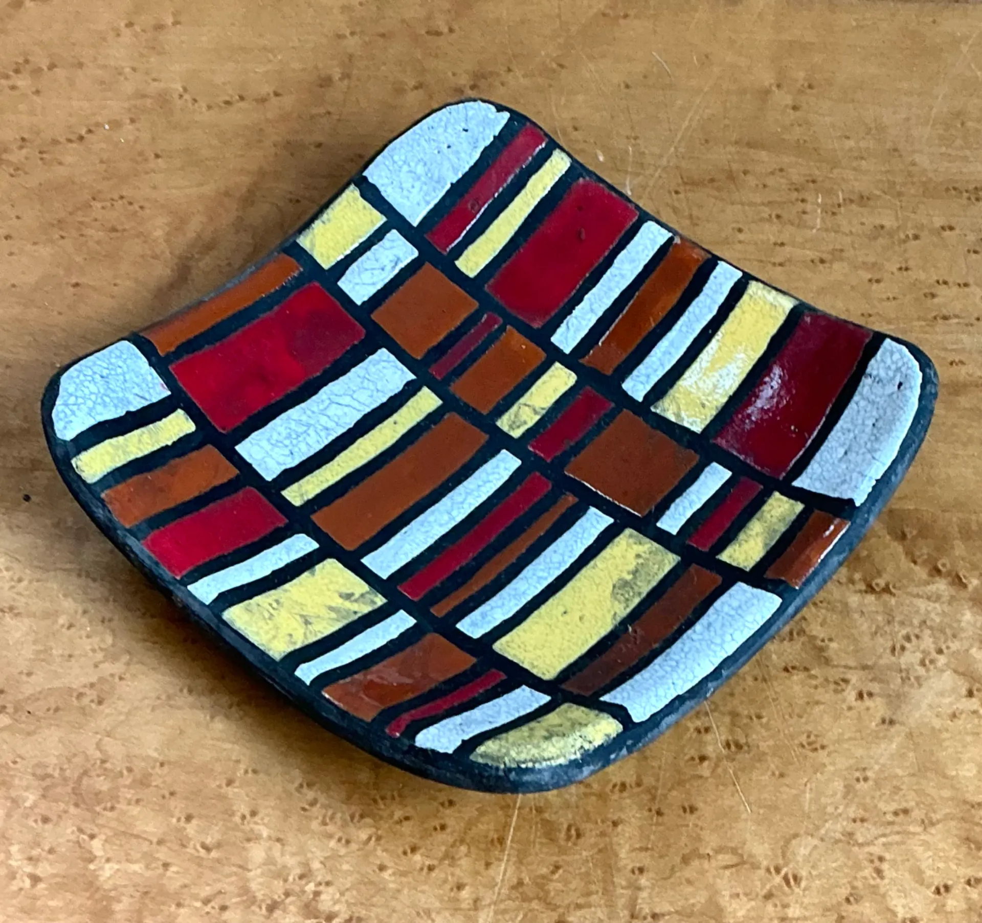 Vintage Abstract Ceramic Tile Dish — additional photo 2