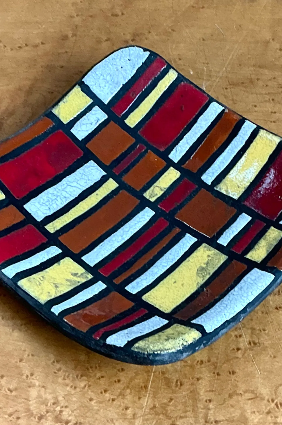 Vintage Abstract Ceramic Tile Dish — additional photo 2