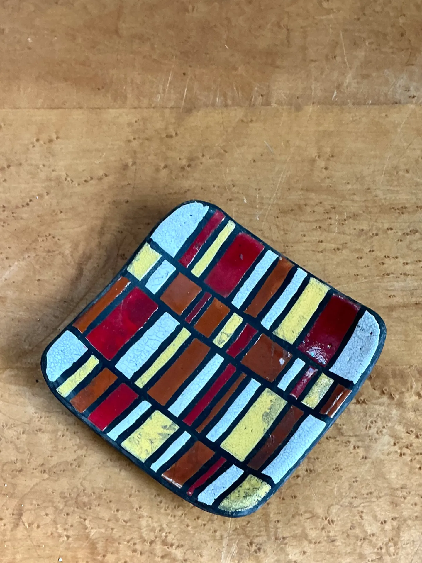 Vintage Abstract Ceramic Tile Dish — additional photo 1