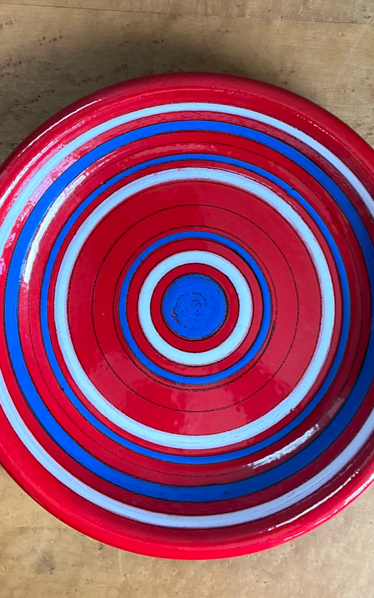 Vintage Raymor Red and Blue Striped Ceramic Plate — additional photo 7