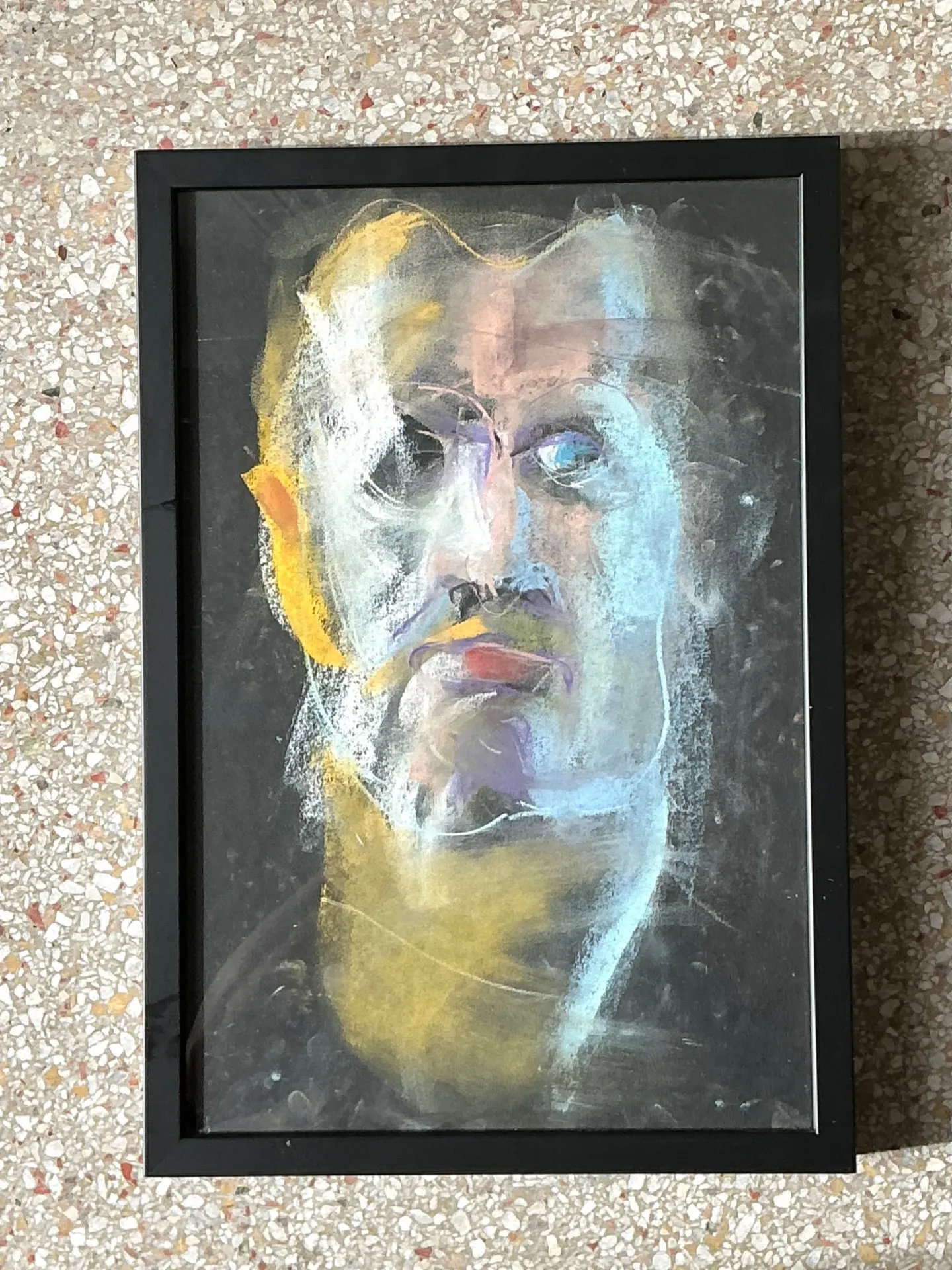 Vintage Abstract Portrait Oil Pastel Painting — additional photo 3